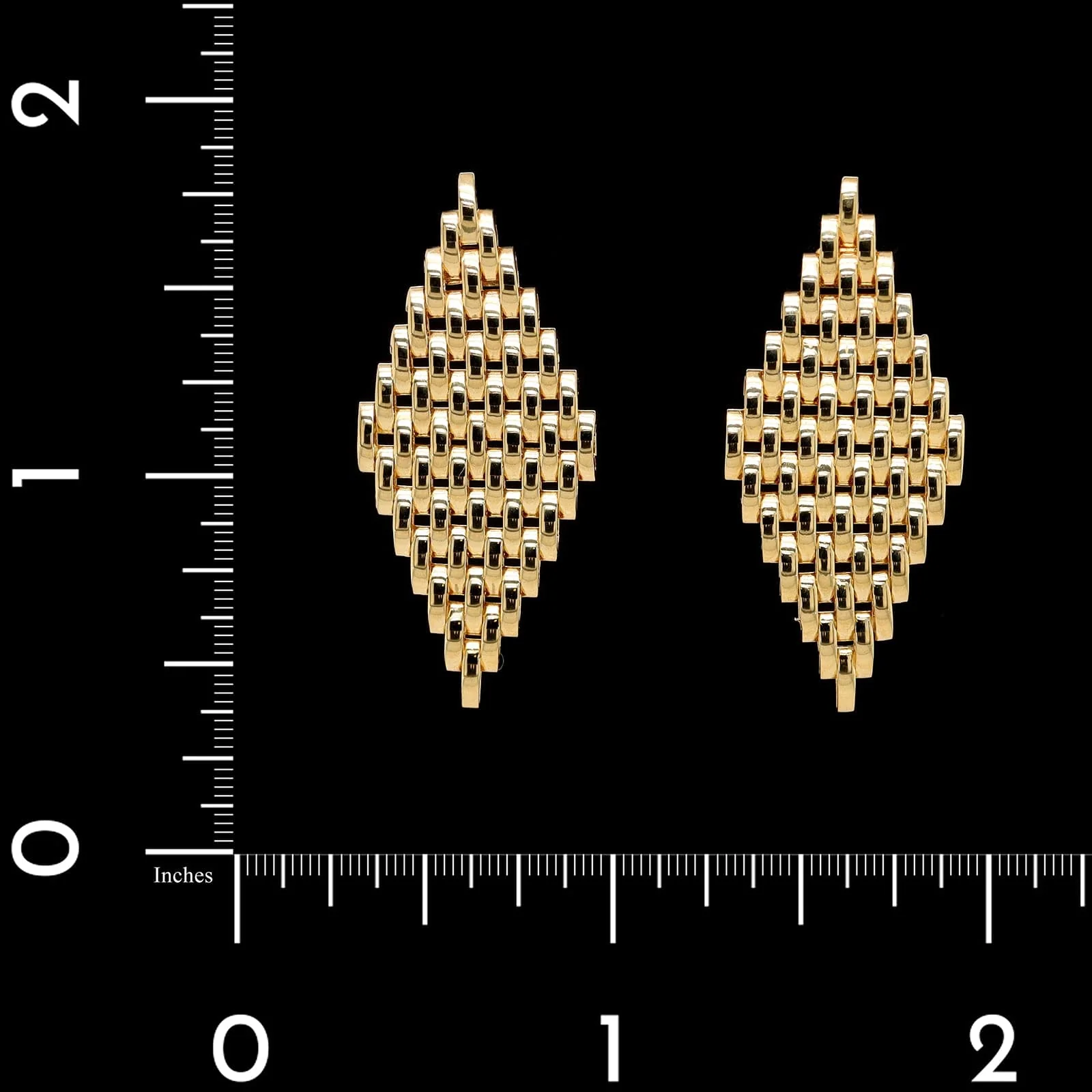14K Yellow Gold Estate Panther Link Earrings - Image 2