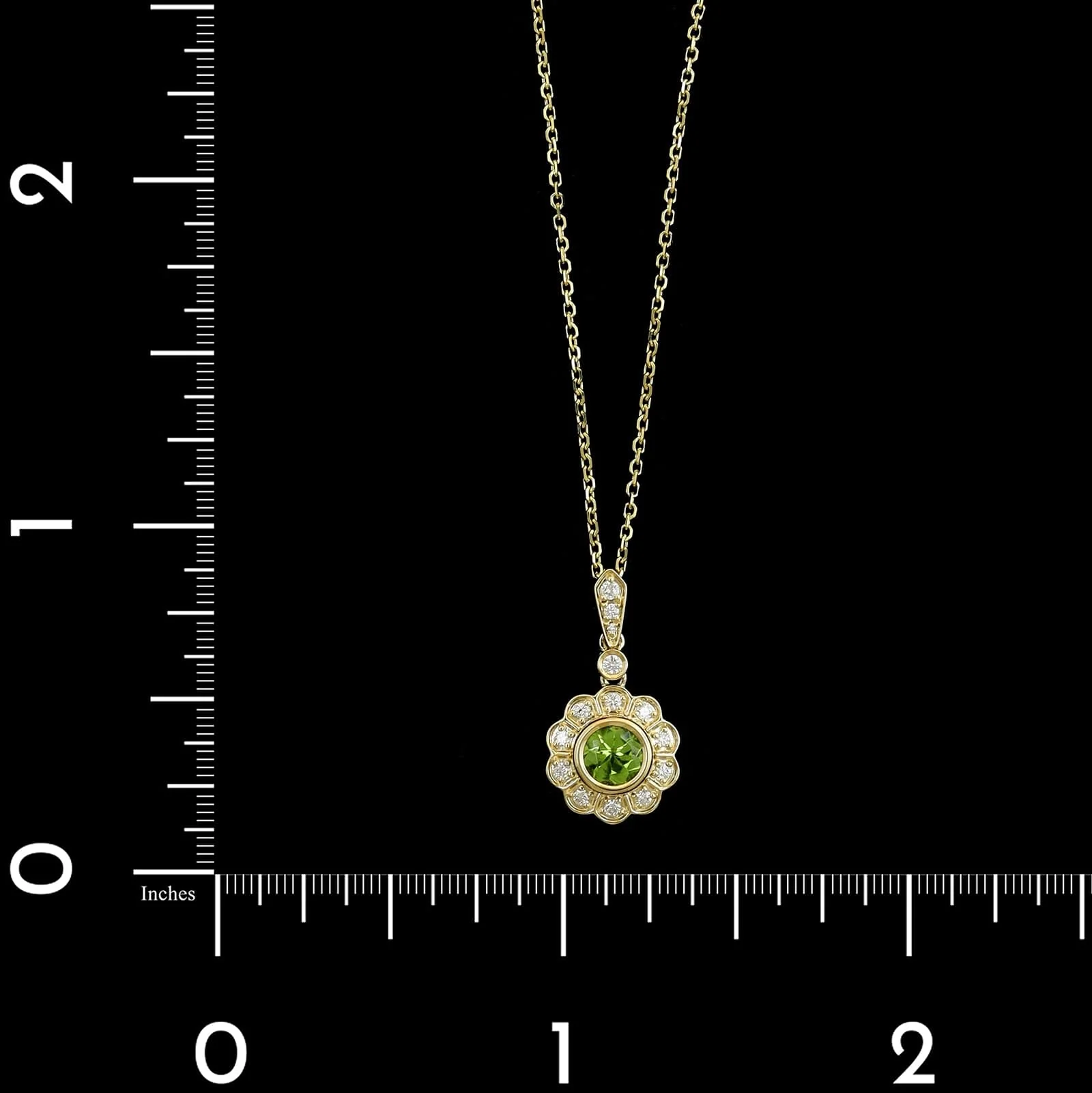 14K Yellow Gold Estate Peridot and Diamond Pendant Necklace - Image 4