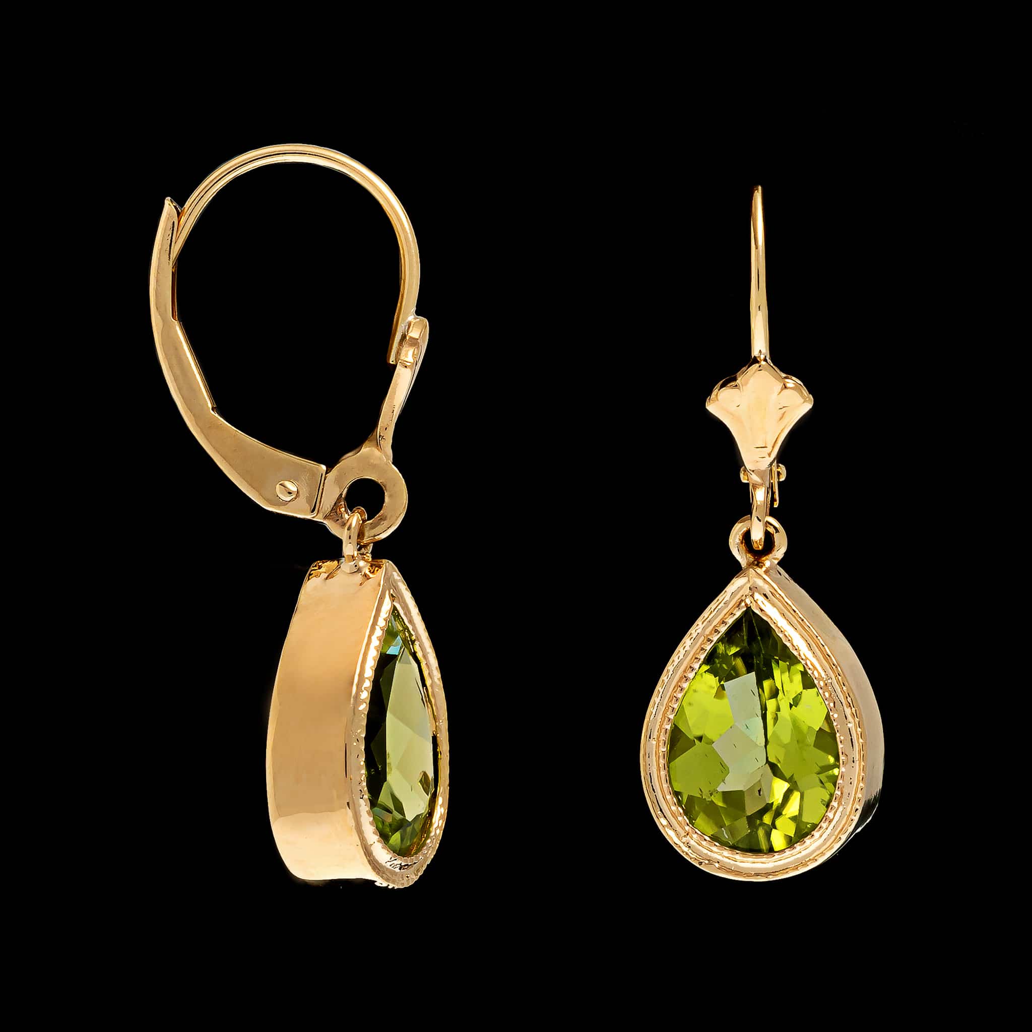 14K Yellow Gold Estate Peridot Earrings