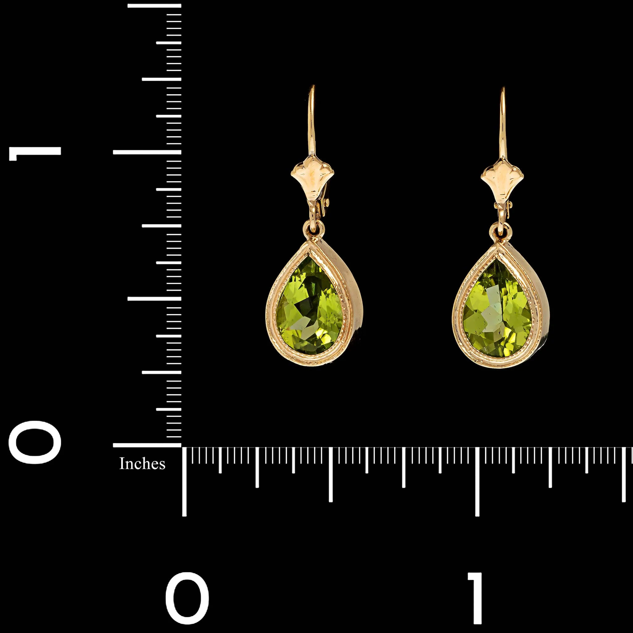 14K Yellow Gold Estate Peridot Earrings - Image 2
