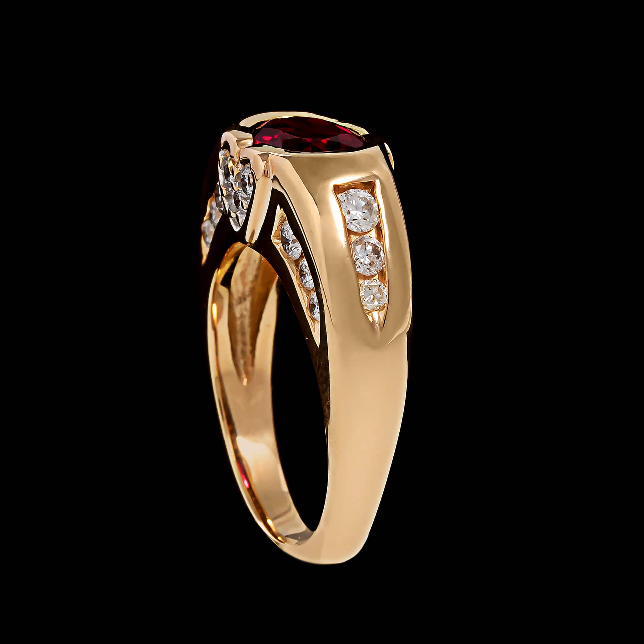 14K Yellow Gold Estate Pink Tormaline and Diamond Ring - Image 2