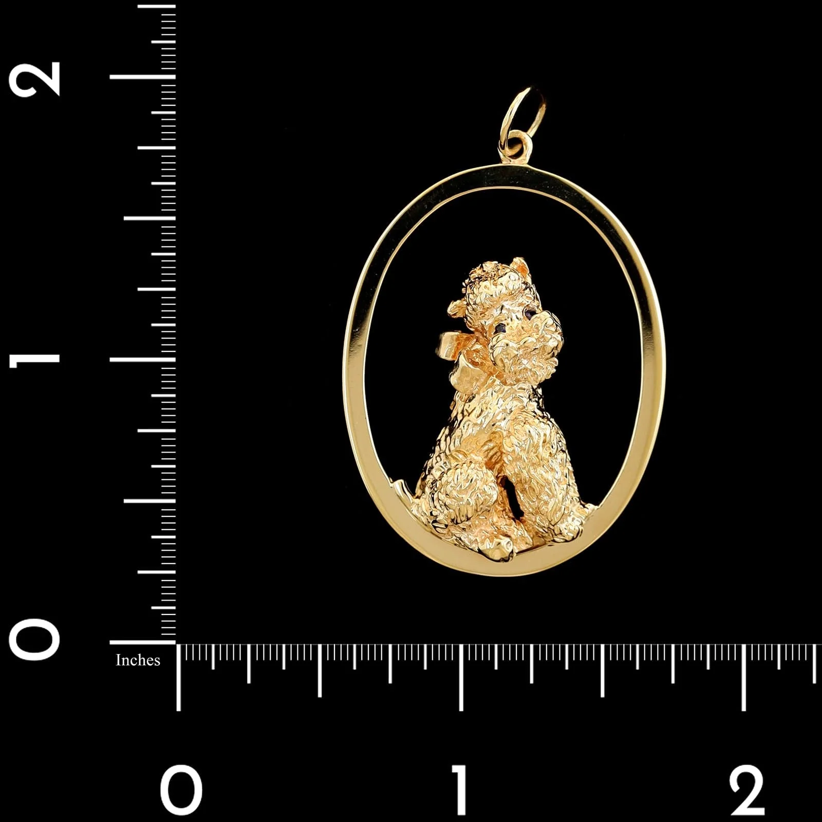 14K Yellow Gold Estate Poodle Pendant - Image 3