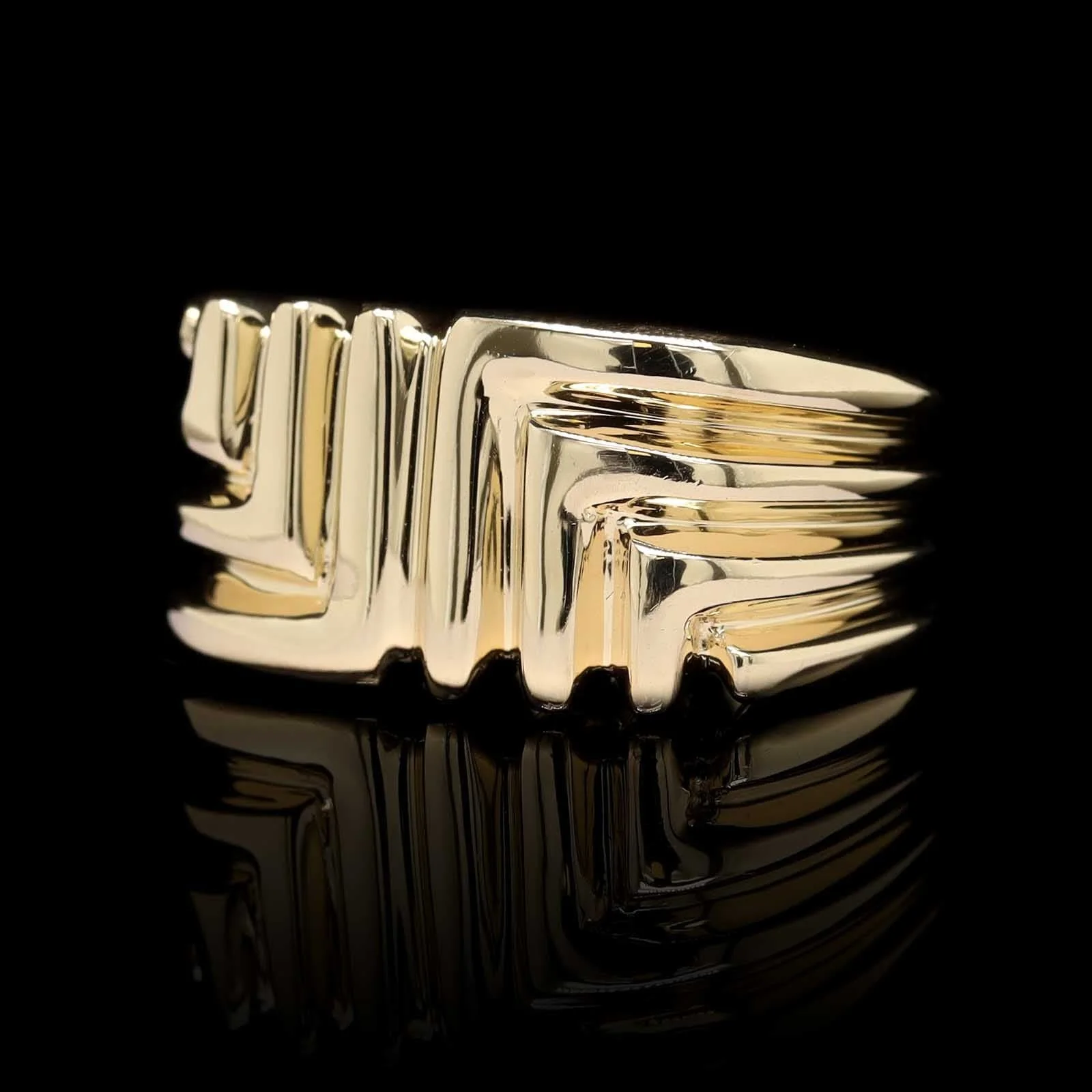 14K Yellow Gold Estate Ribbed Ring