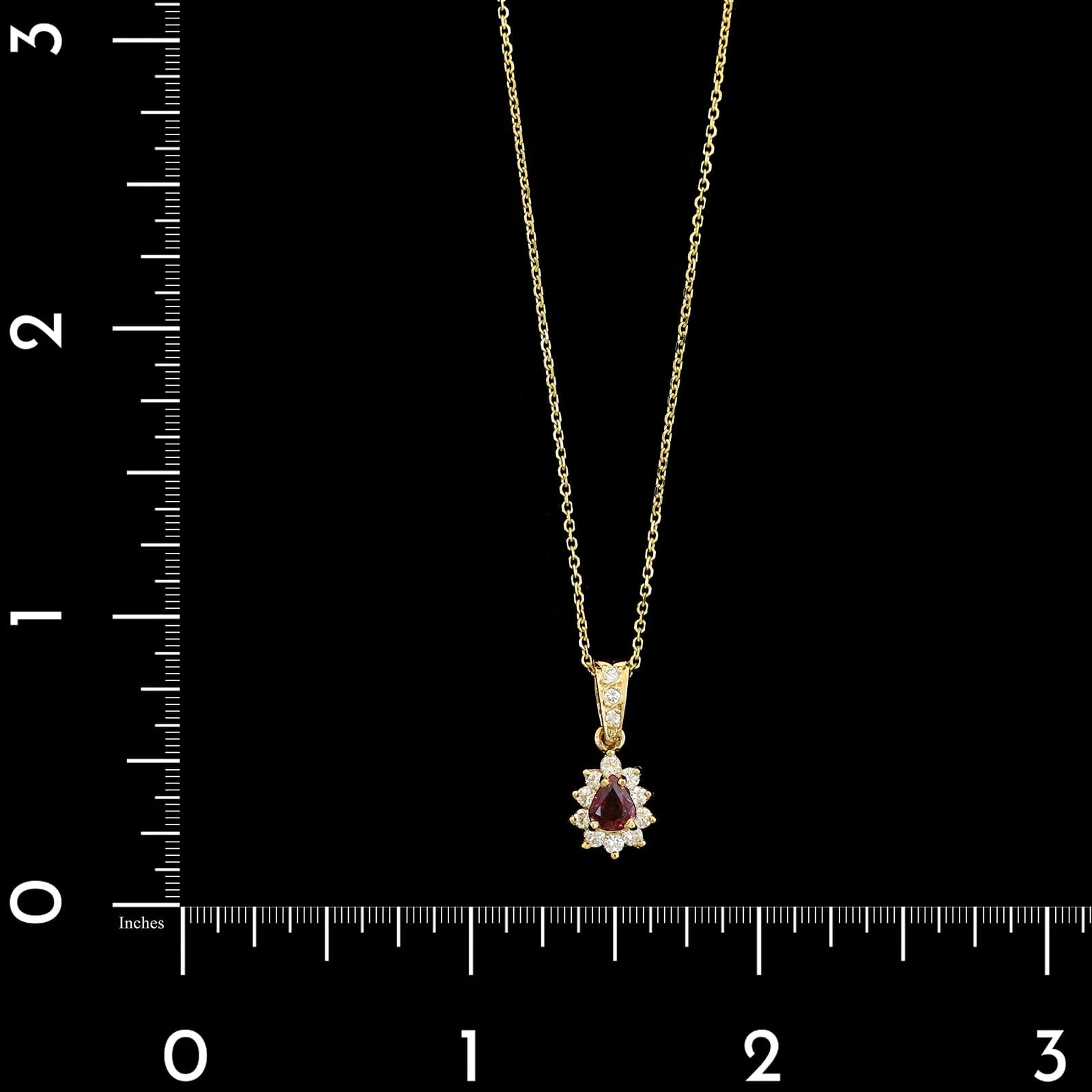 14K Yellow Gold Estate Ruby and Diamond Pendant - Image 4