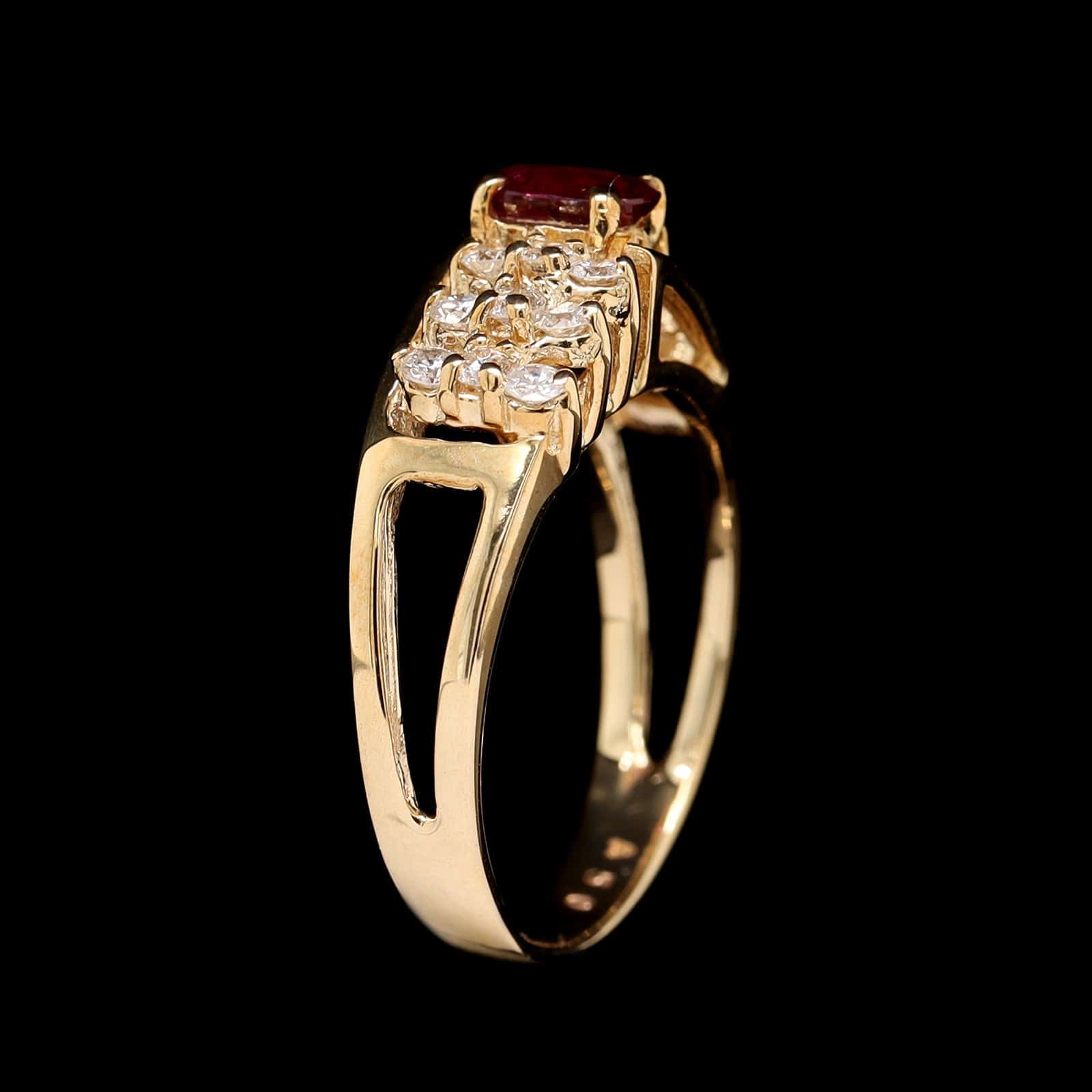 14K Yellow Gold Estate Ruby and Diamond Ring - Image 2