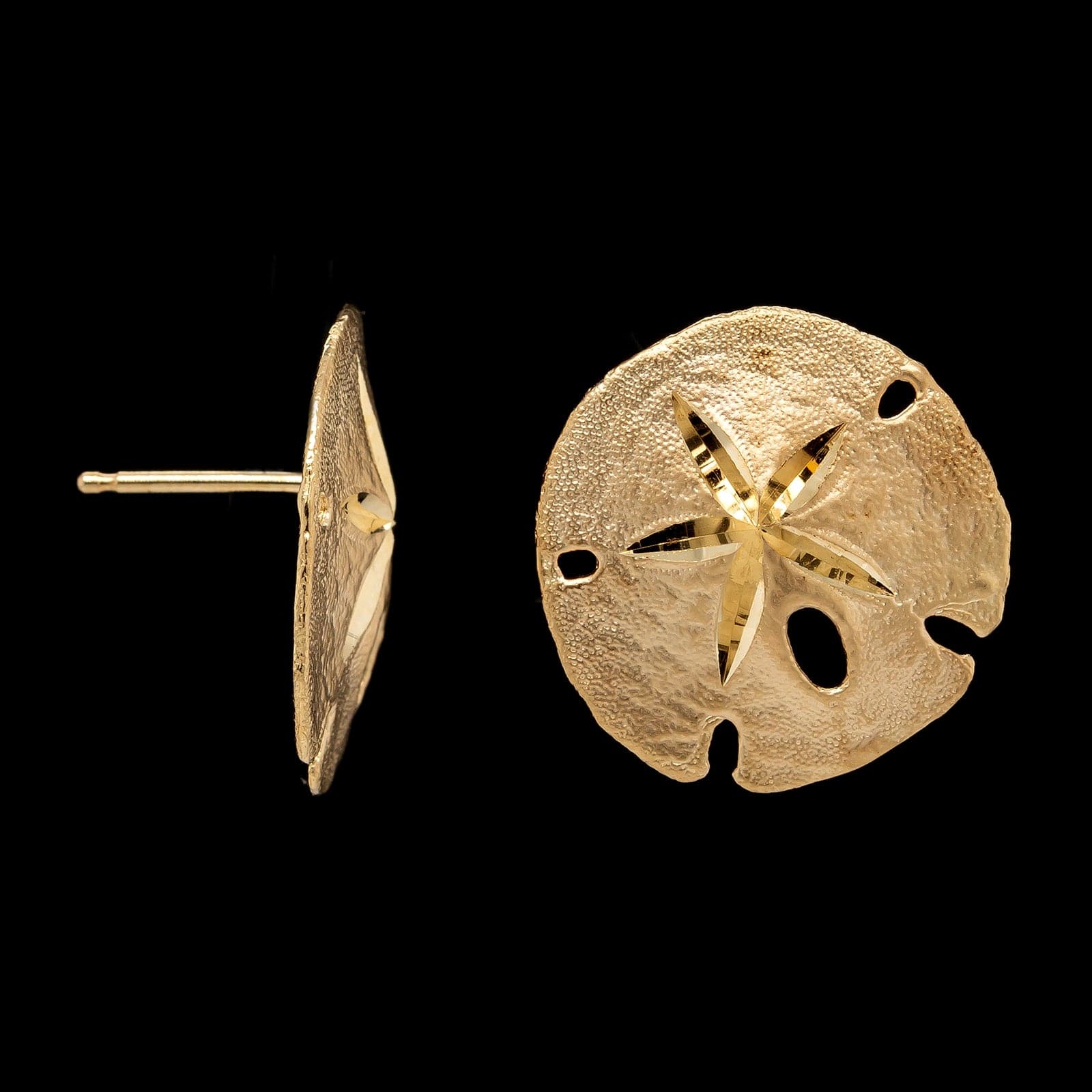 14K Yellow Gold Estate Sand Dollar Earrings