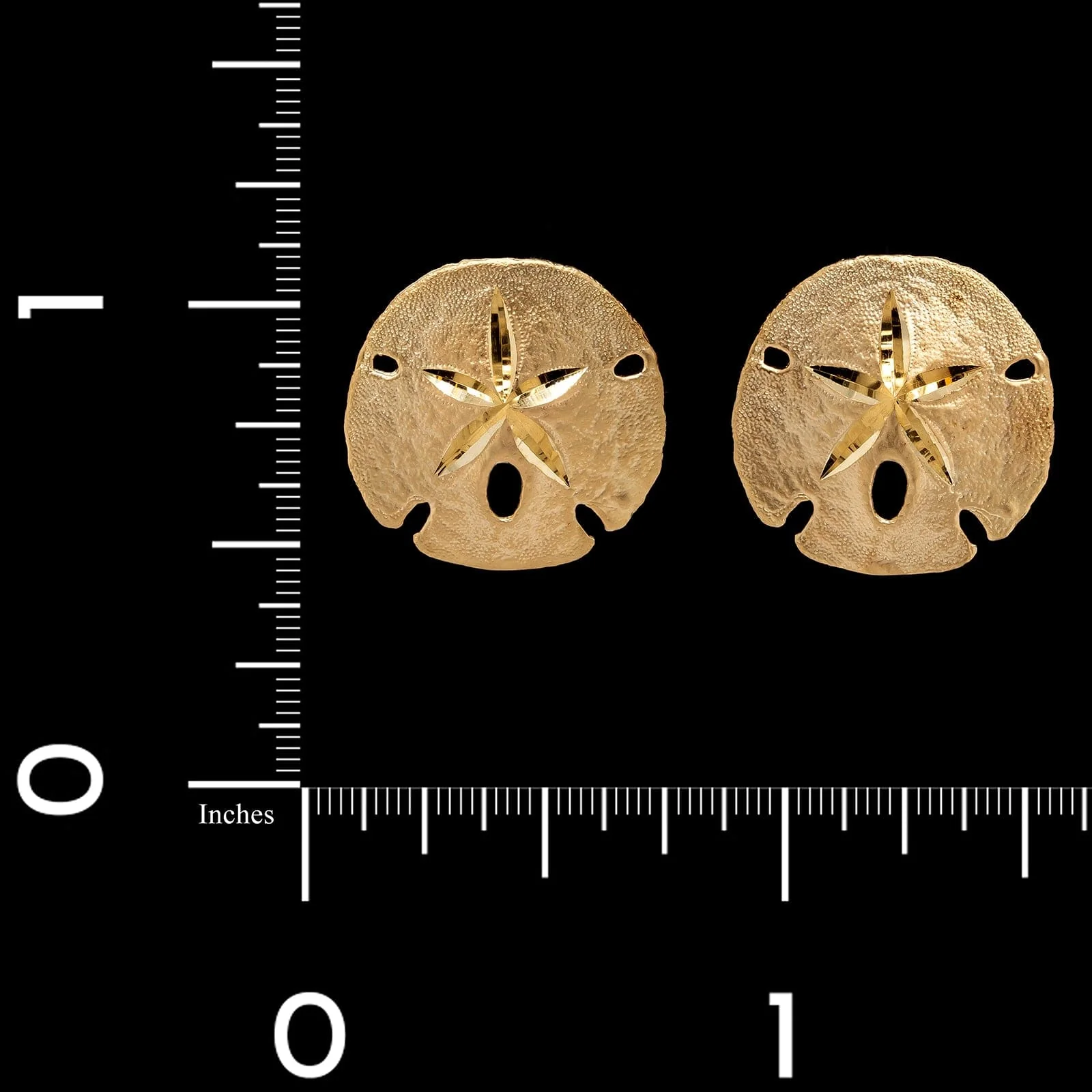 14K Yellow Gold Estate Sand Dollar Earrings - Image 2