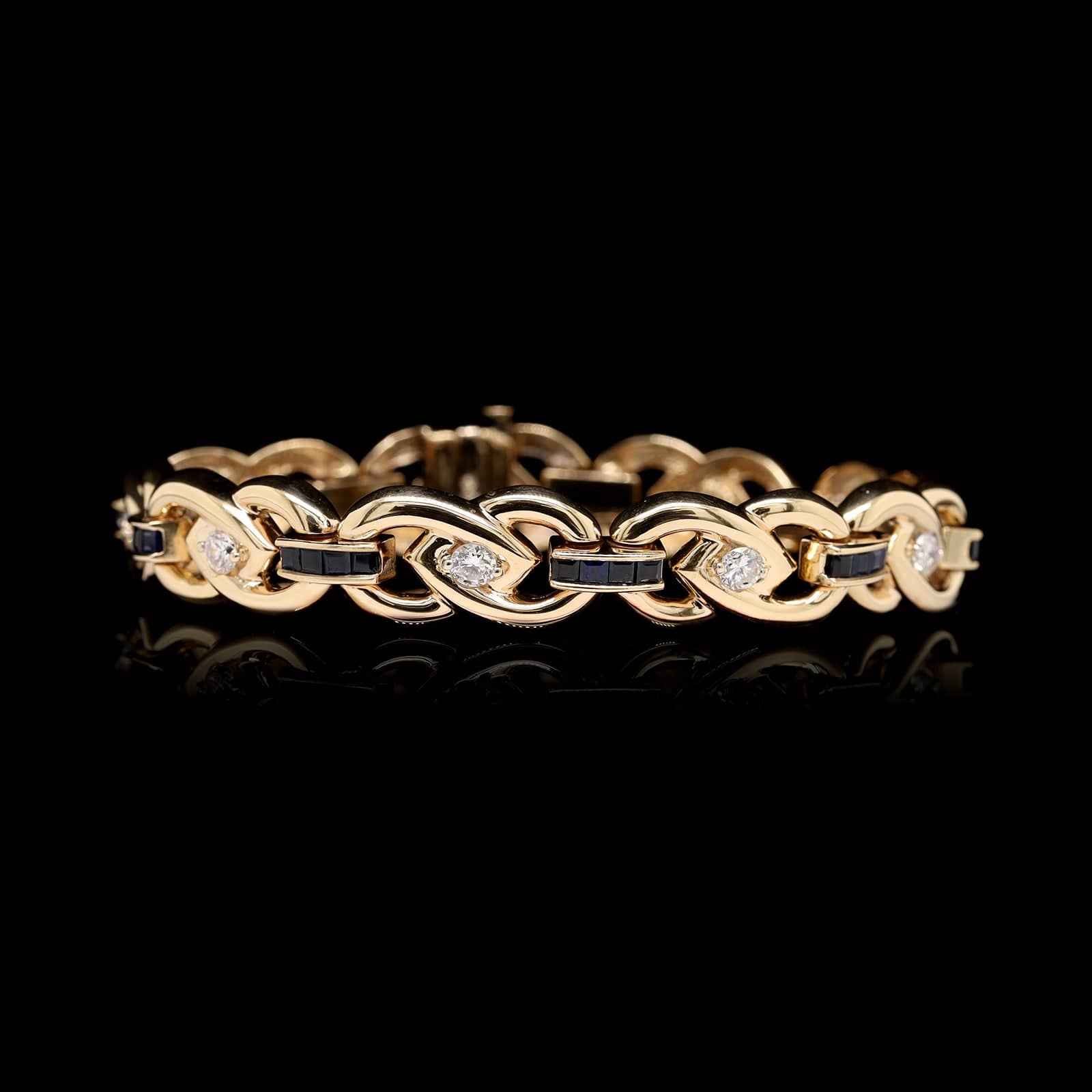14K Yellow Gold Estate Sapphire and Diamond Bracelet