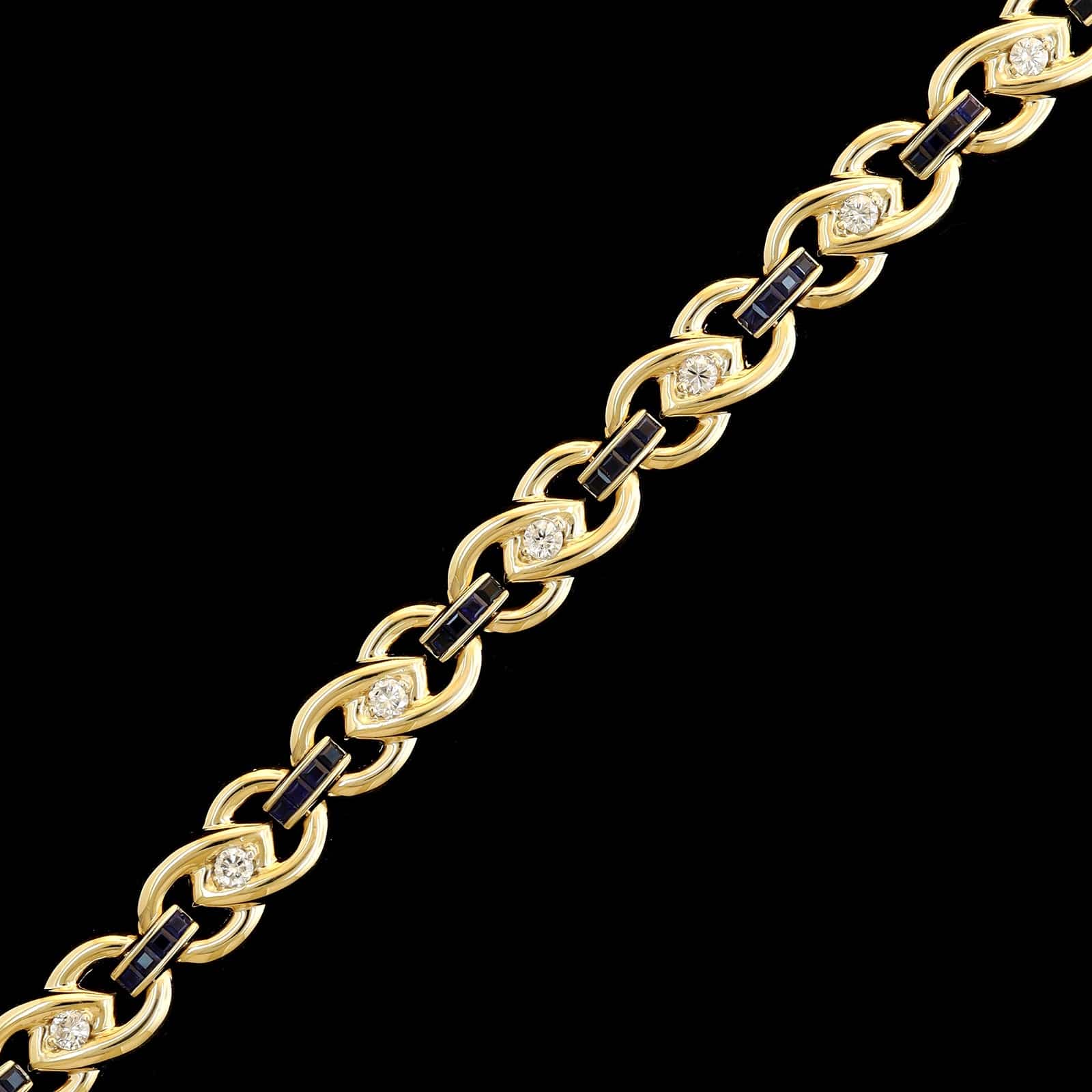 14K Yellow Gold Estate Sapphire and Diamond Bracelet - Image 2