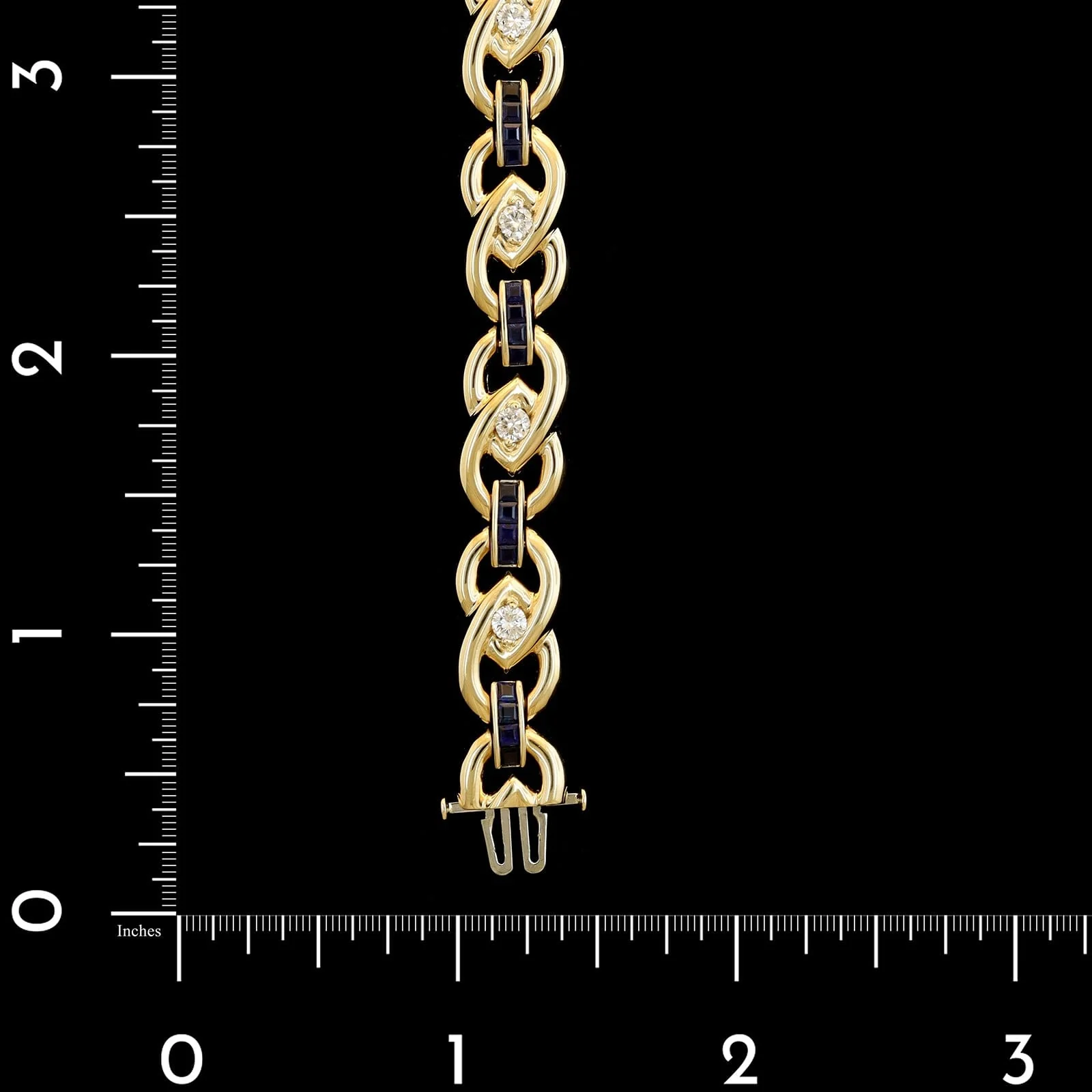 14K Yellow Gold Estate Sapphire and Diamond Bracelet - Image 3
