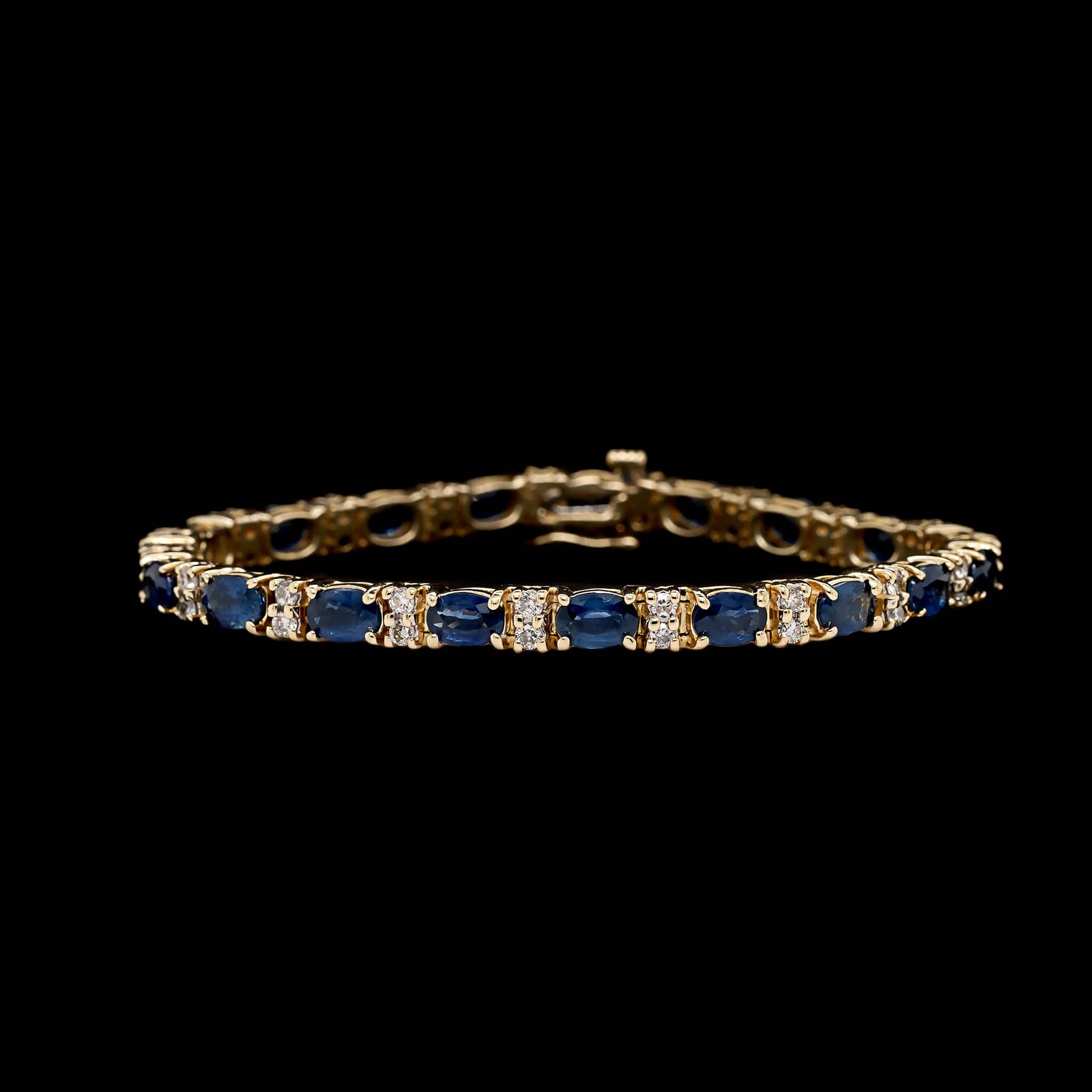 14K Yellow Gold Estate Sapphire and Diamond Bracelet