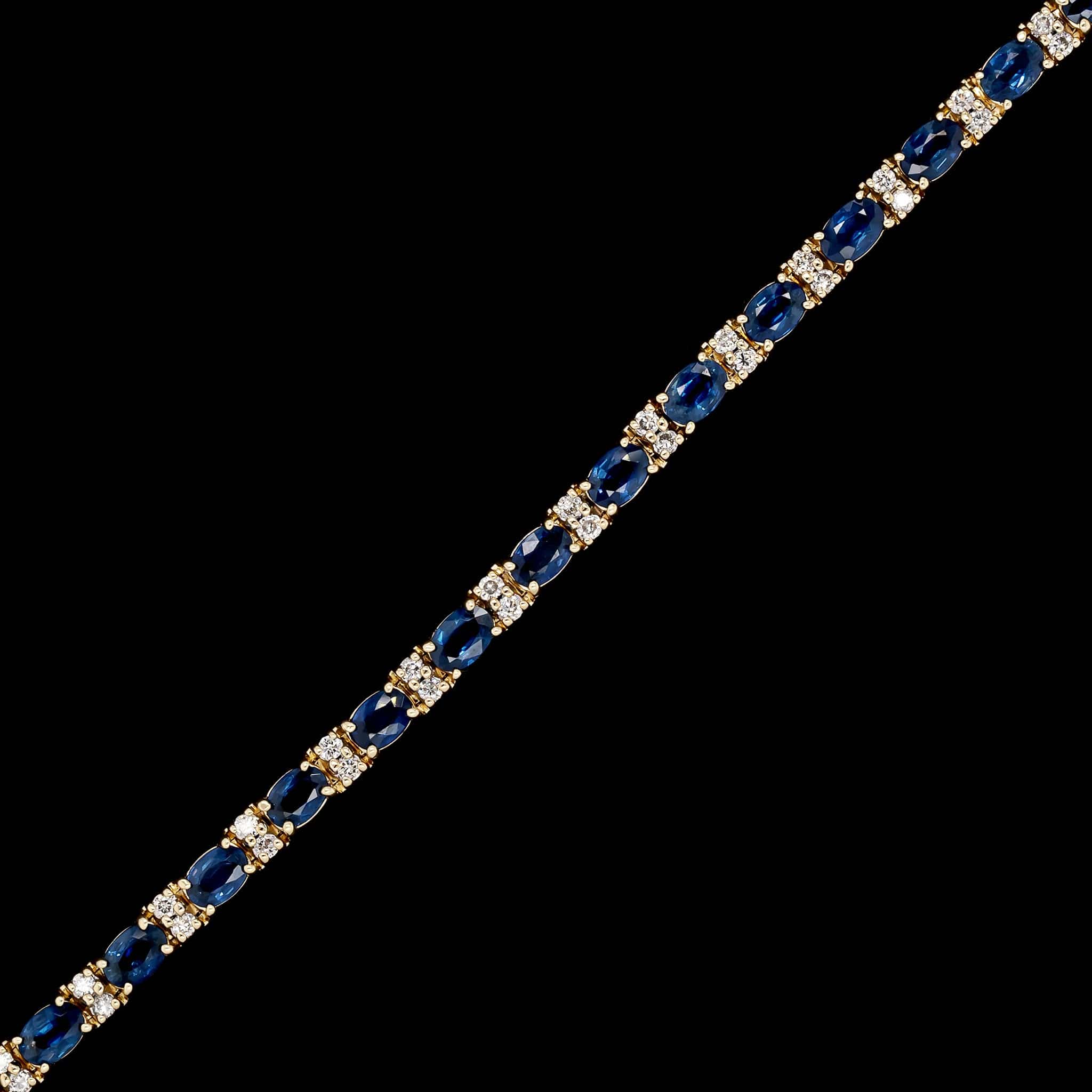 14K Yellow Gold Estate Sapphire and Diamond Bracelet - Image 2