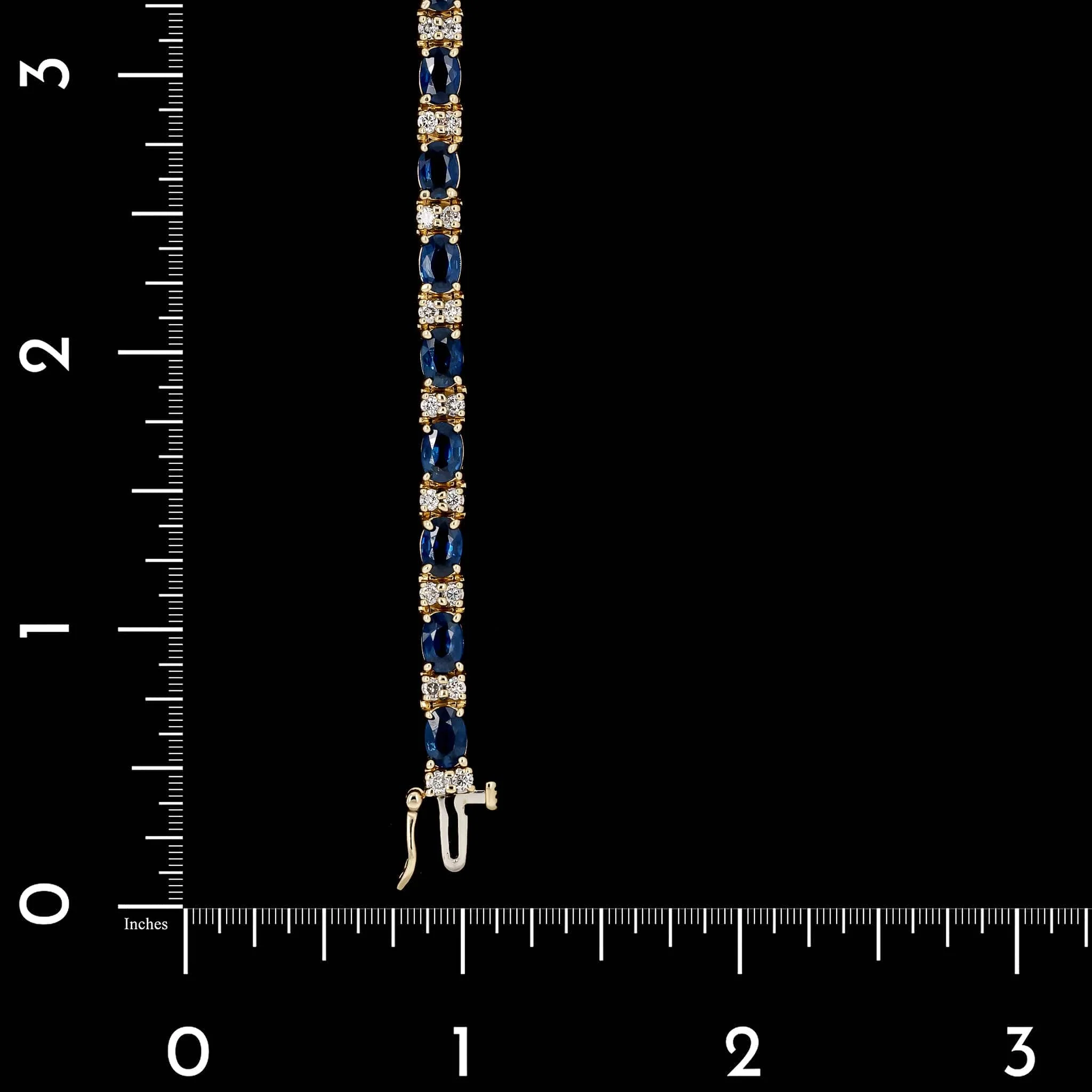 14K Yellow Gold Estate Sapphire and Diamond Bracelet - Image 3