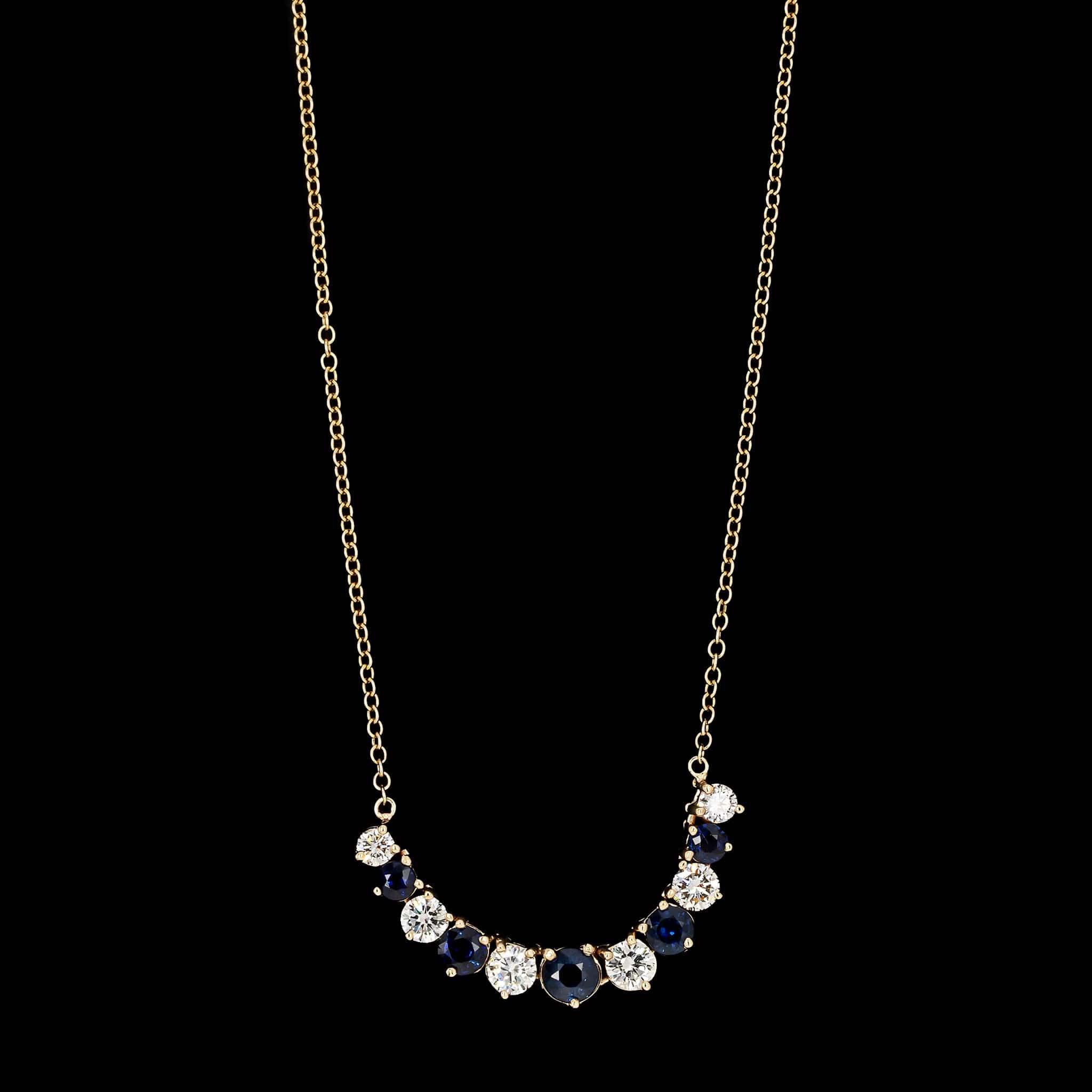 14K Yellow Gold Estate Sapphire and Diamond Necklace