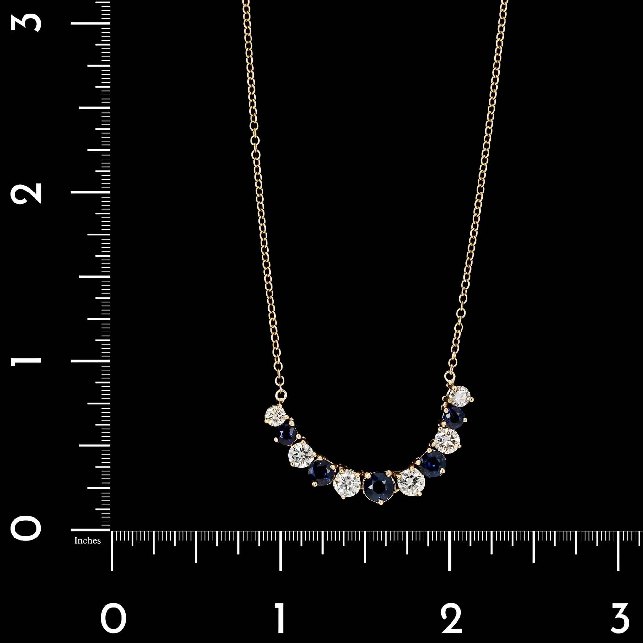 14K Yellow Gold Estate Sapphire and Diamond Necklace - Image 4