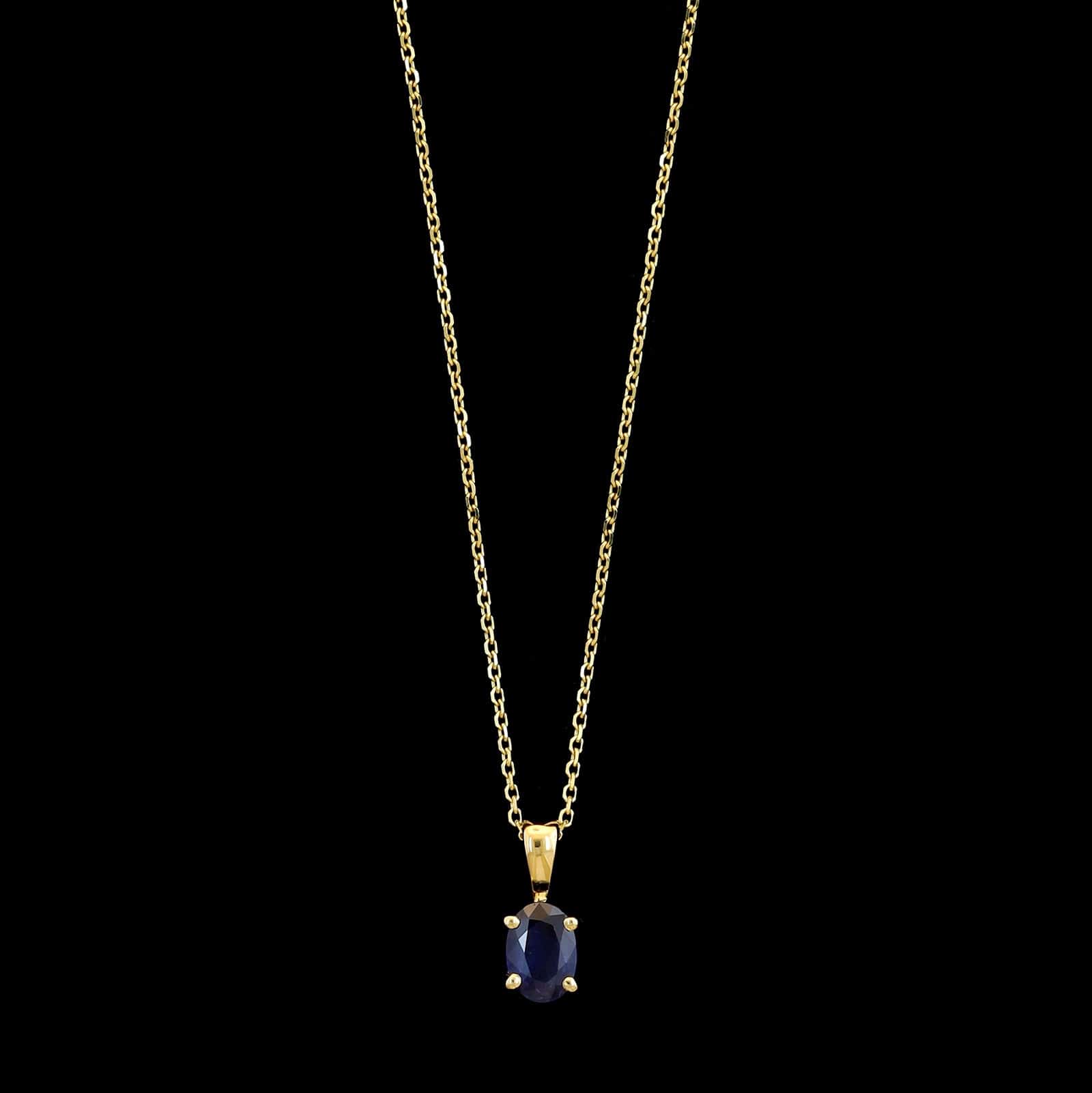 14K Yellow Gold Estate Sapphire Pendant Necklace