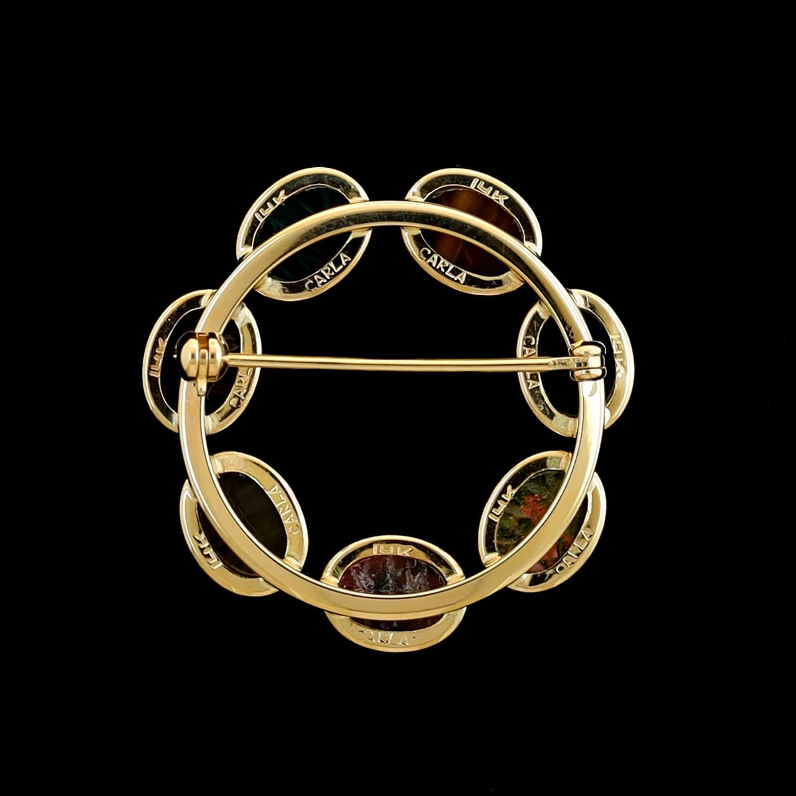 14K Yellow Gold Estate Scarab Circle Pin - Image 2