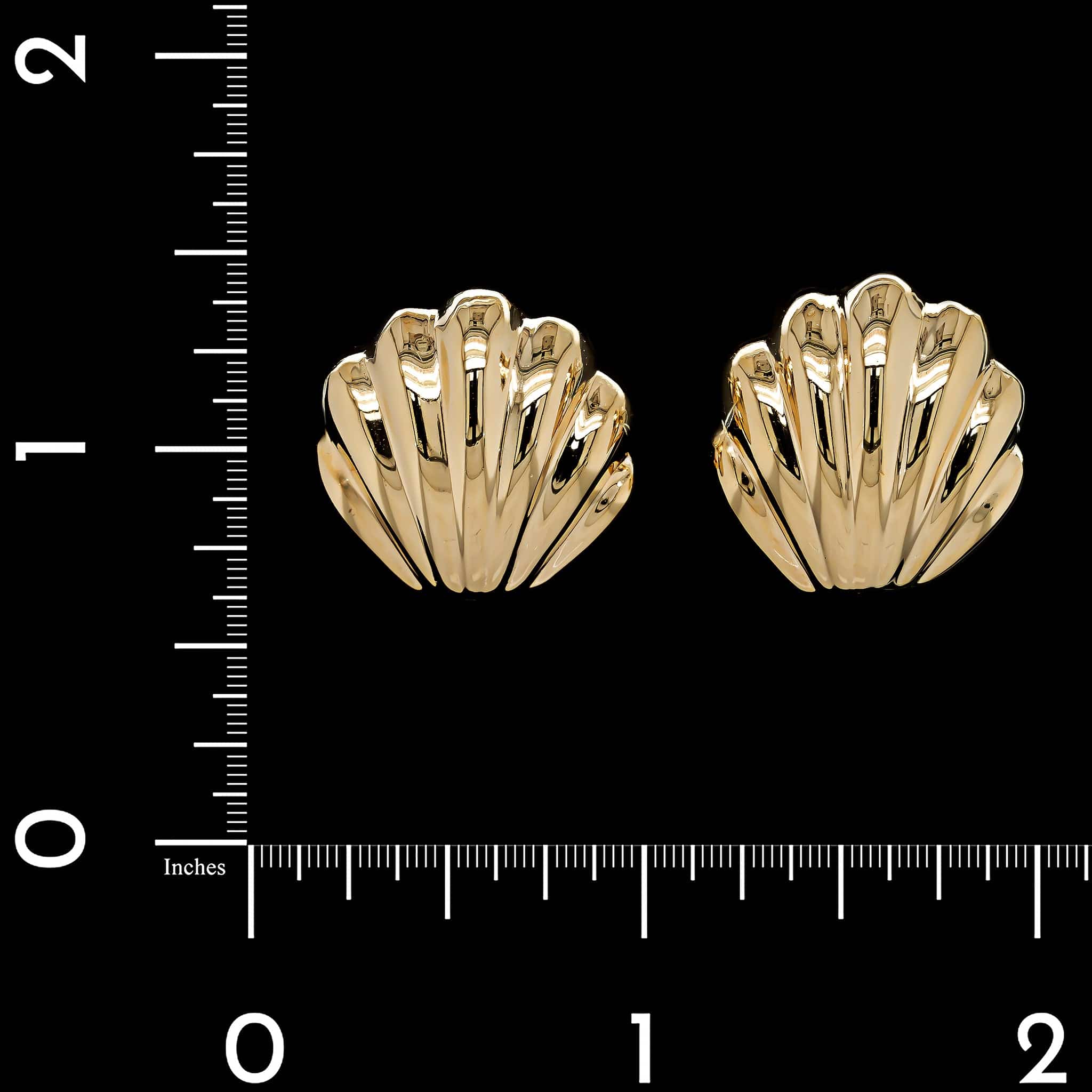 14K Yellow Gold Estate Shell Earrings - Image 2