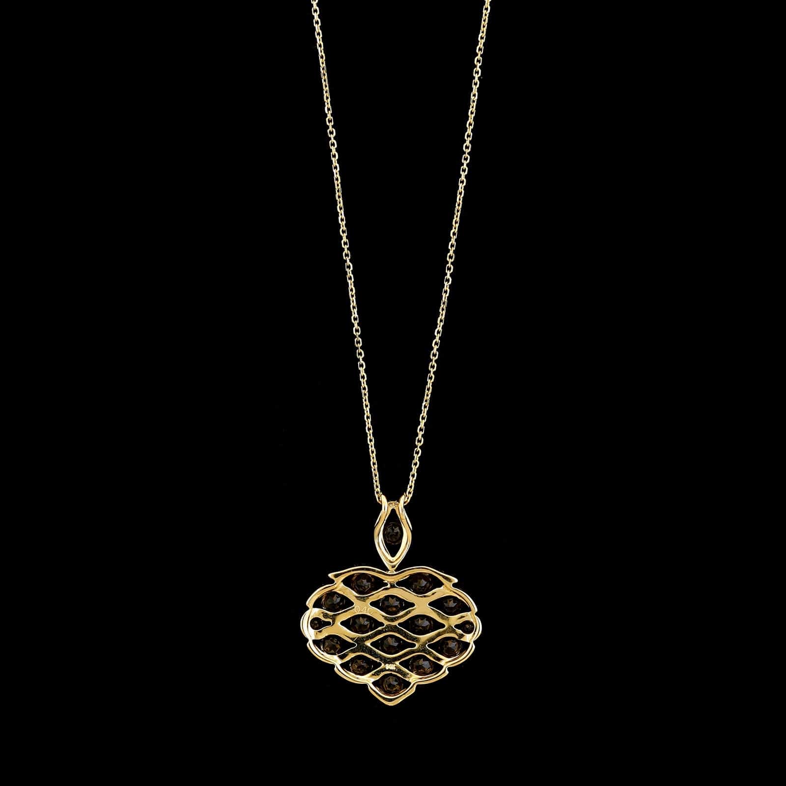 14K Yellow Gold Estate Smokey Quartz and Diamond Pendant Necklace - Image 2
