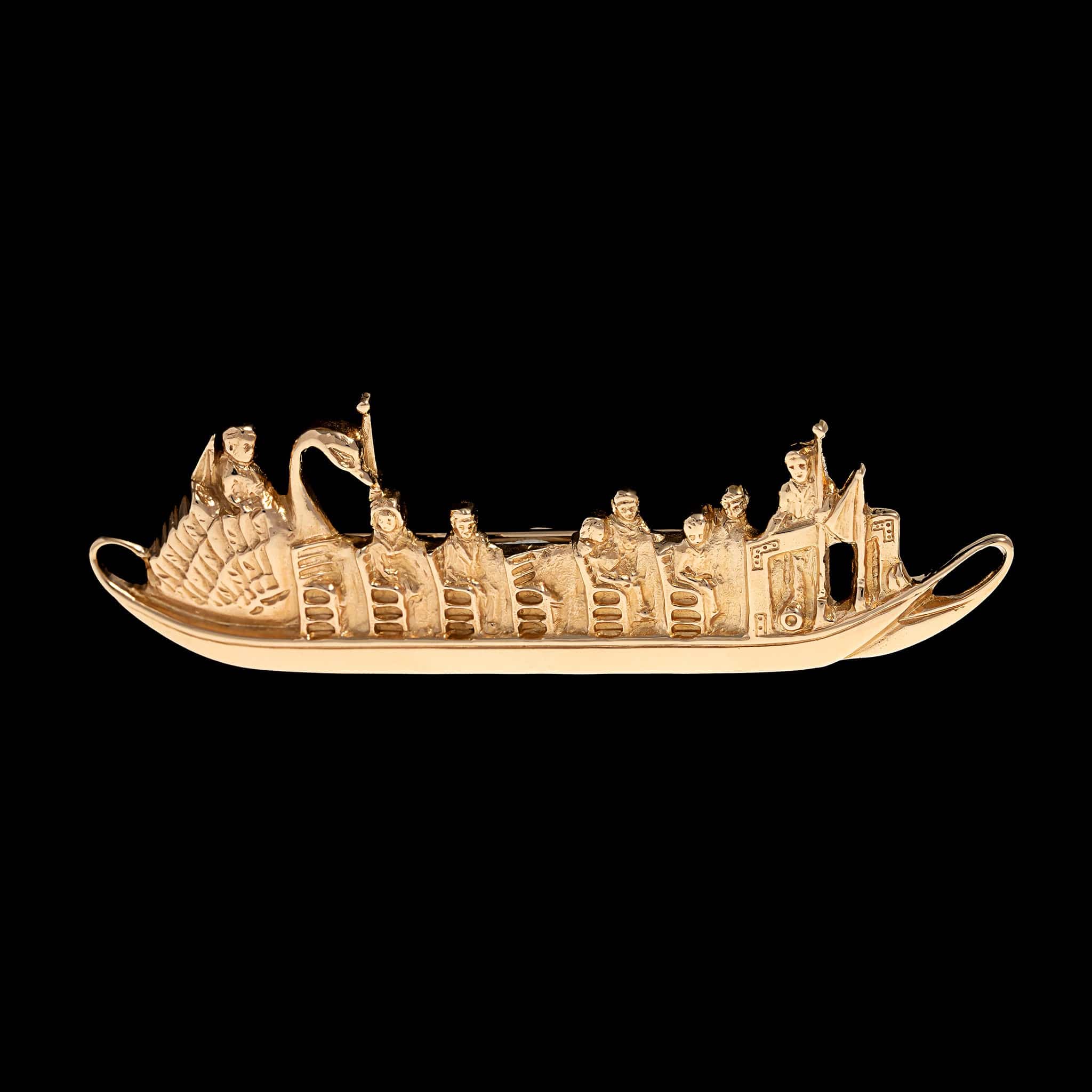 14K Yellow Gold Estate Swan Boat Pin