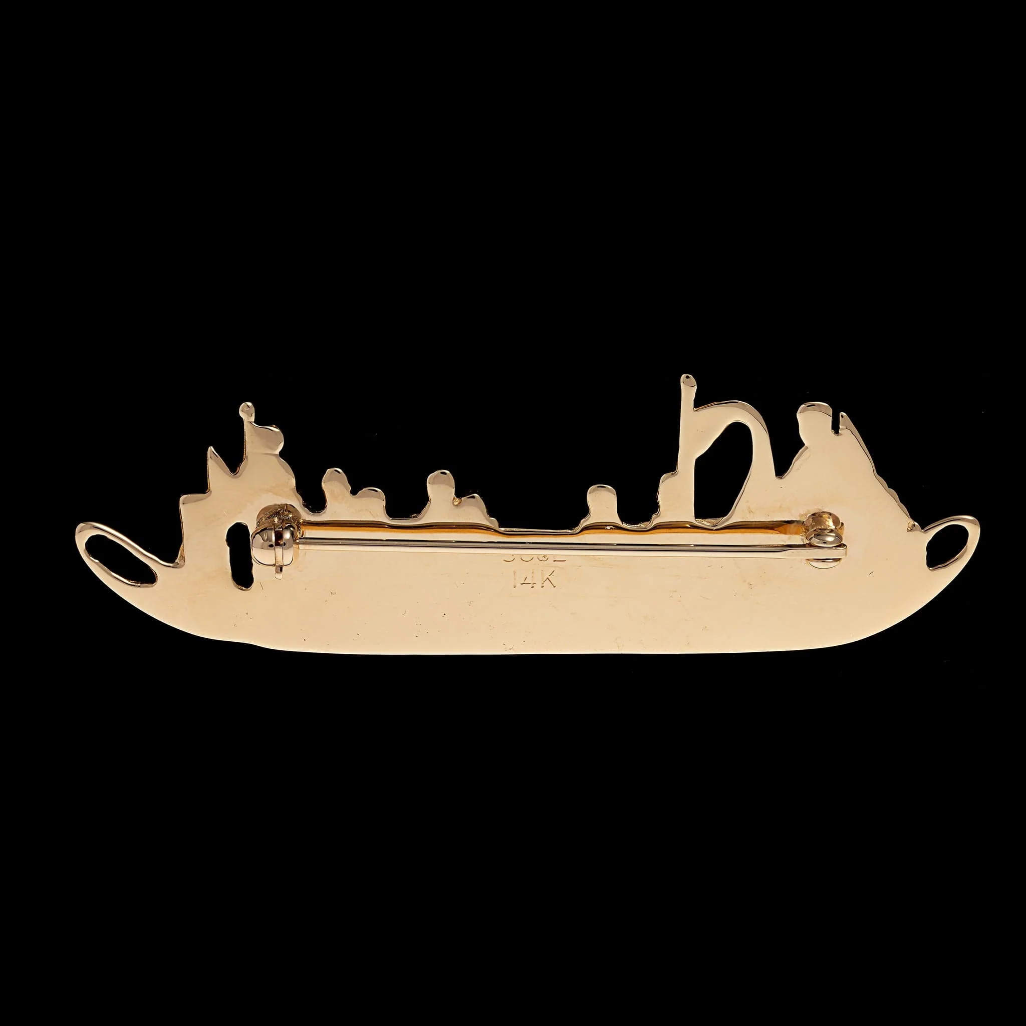 14K Yellow Gold Estate Swan Boat Pin - Image 2