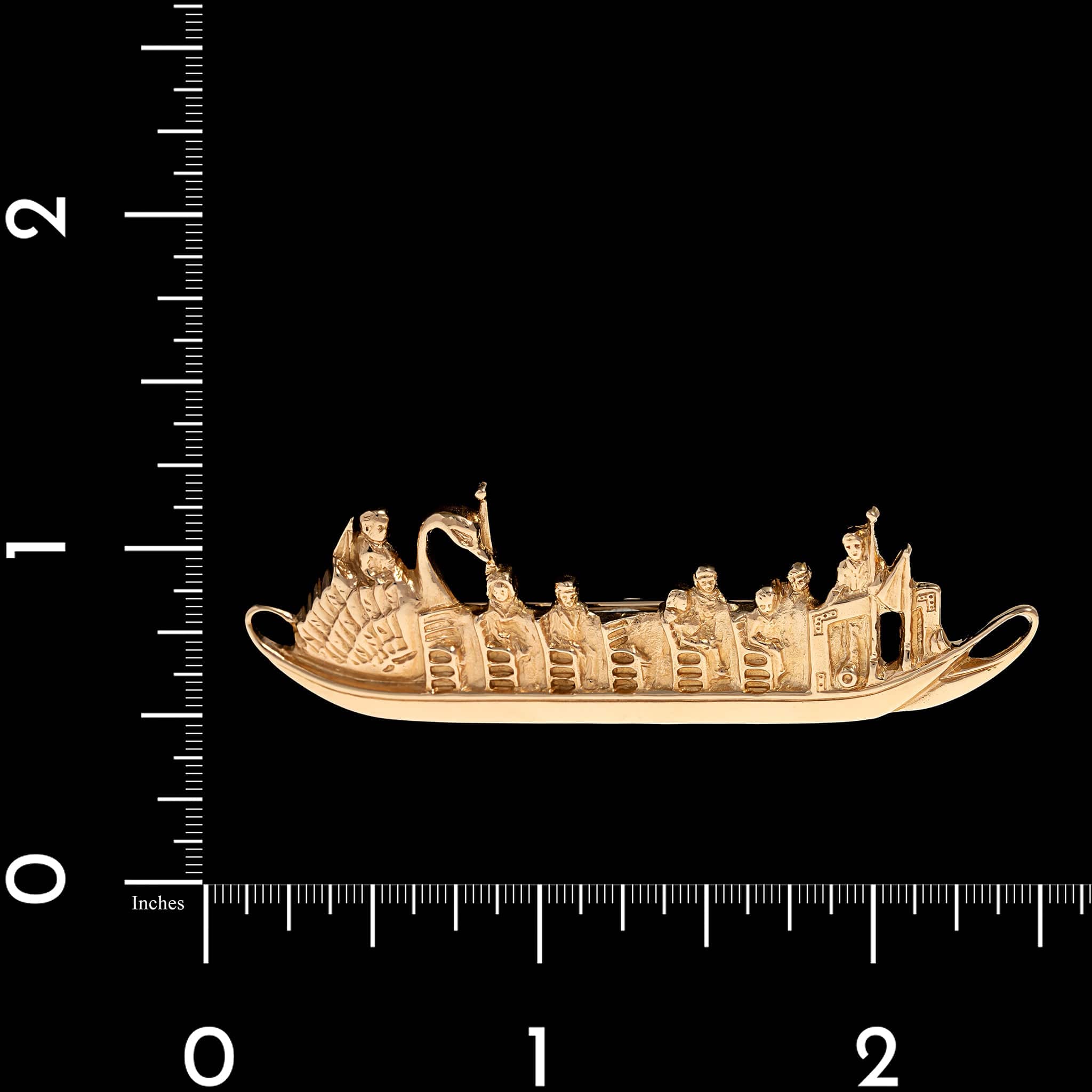 14K Yellow Gold Estate Swan Boat Pin - Image 3