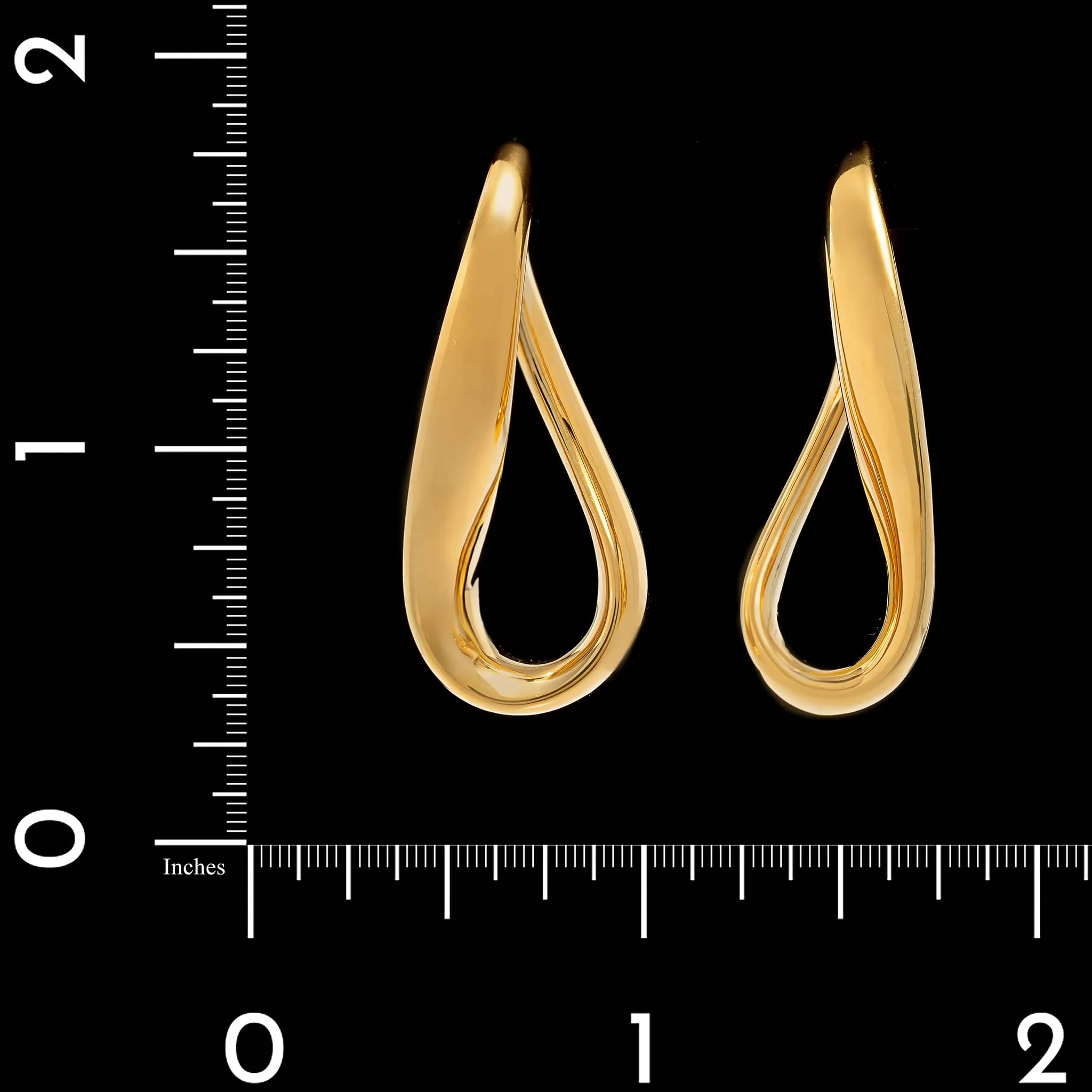 14K Yellow Gold Estate Swirl Hoop Earrings - Image 2