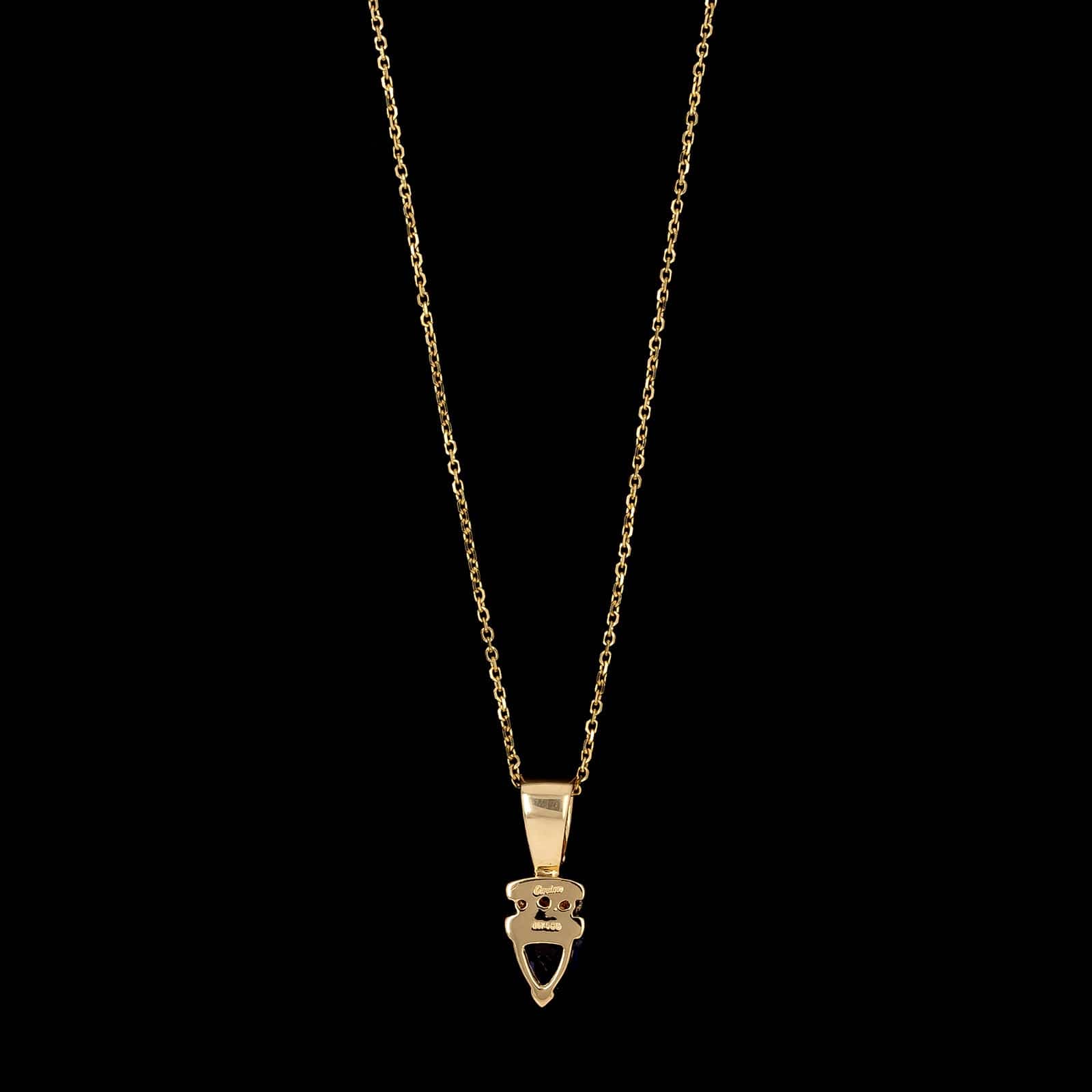 14K Yellow Gold Estate Tanzanite and Diamond Pendant Necklace - Image 2