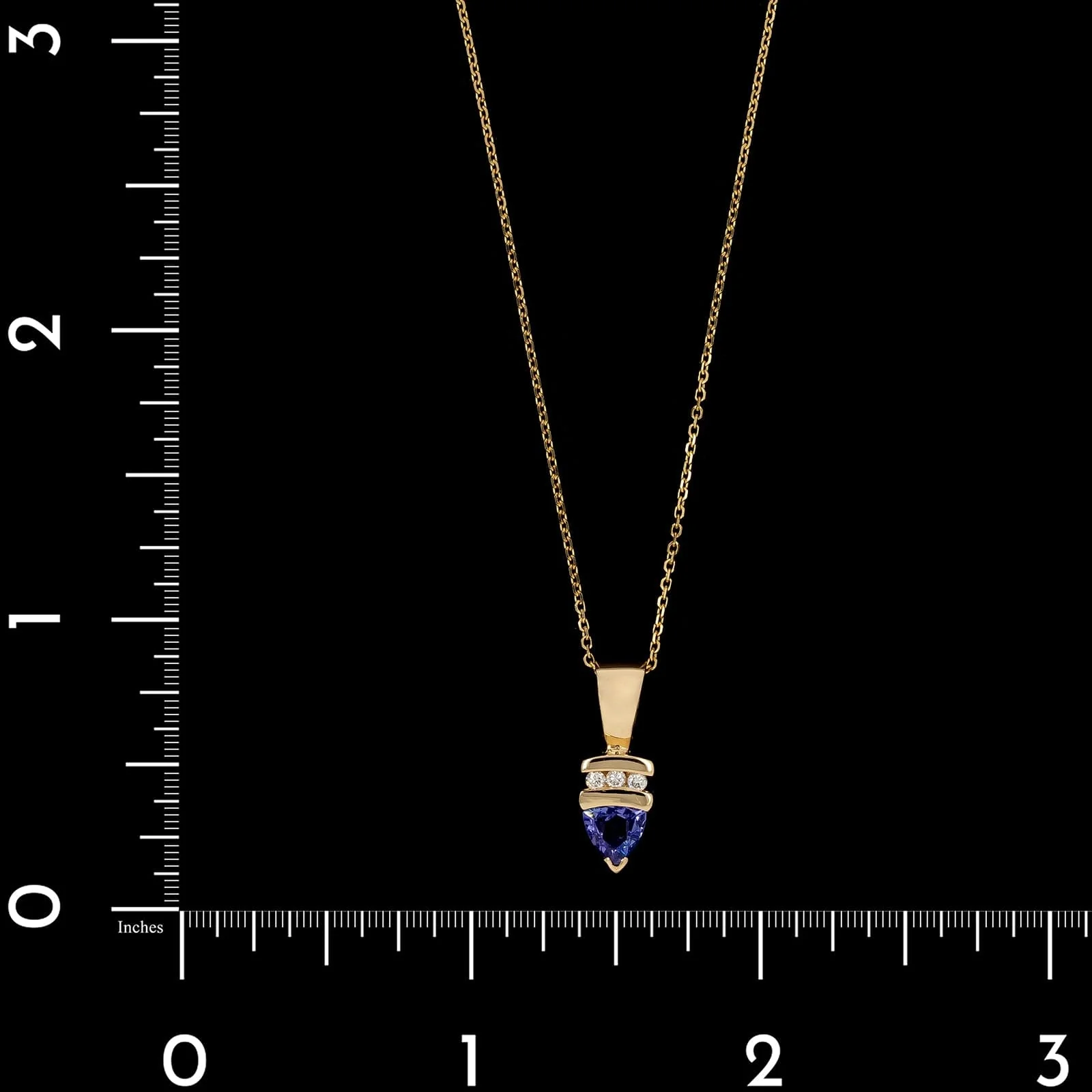 14K Yellow Gold Estate Tanzanite and Diamond Pendant Necklace - Image 4