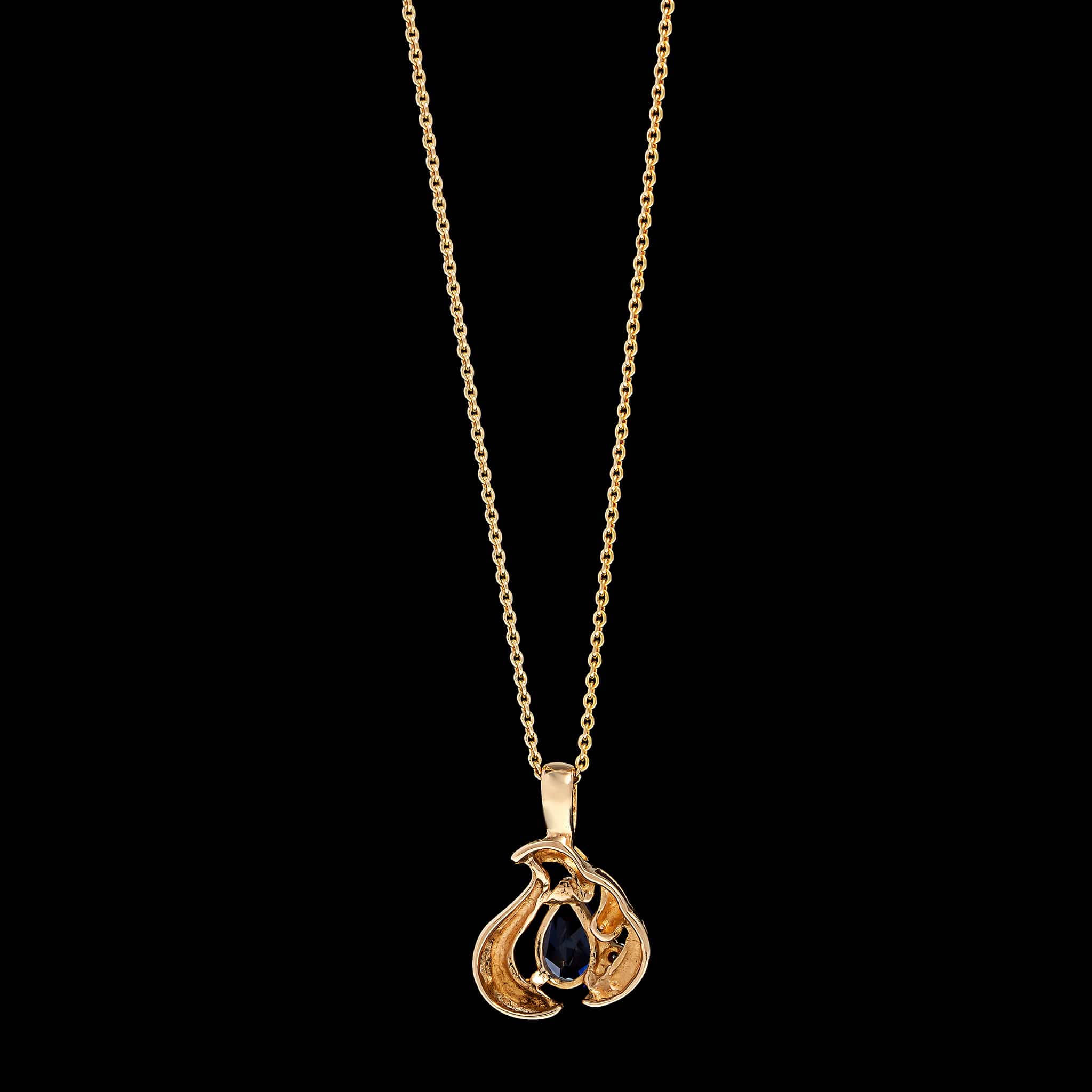 14K Yellow Gold Estate Tanzanite and Diamond Pendant Necklace - Image 2
