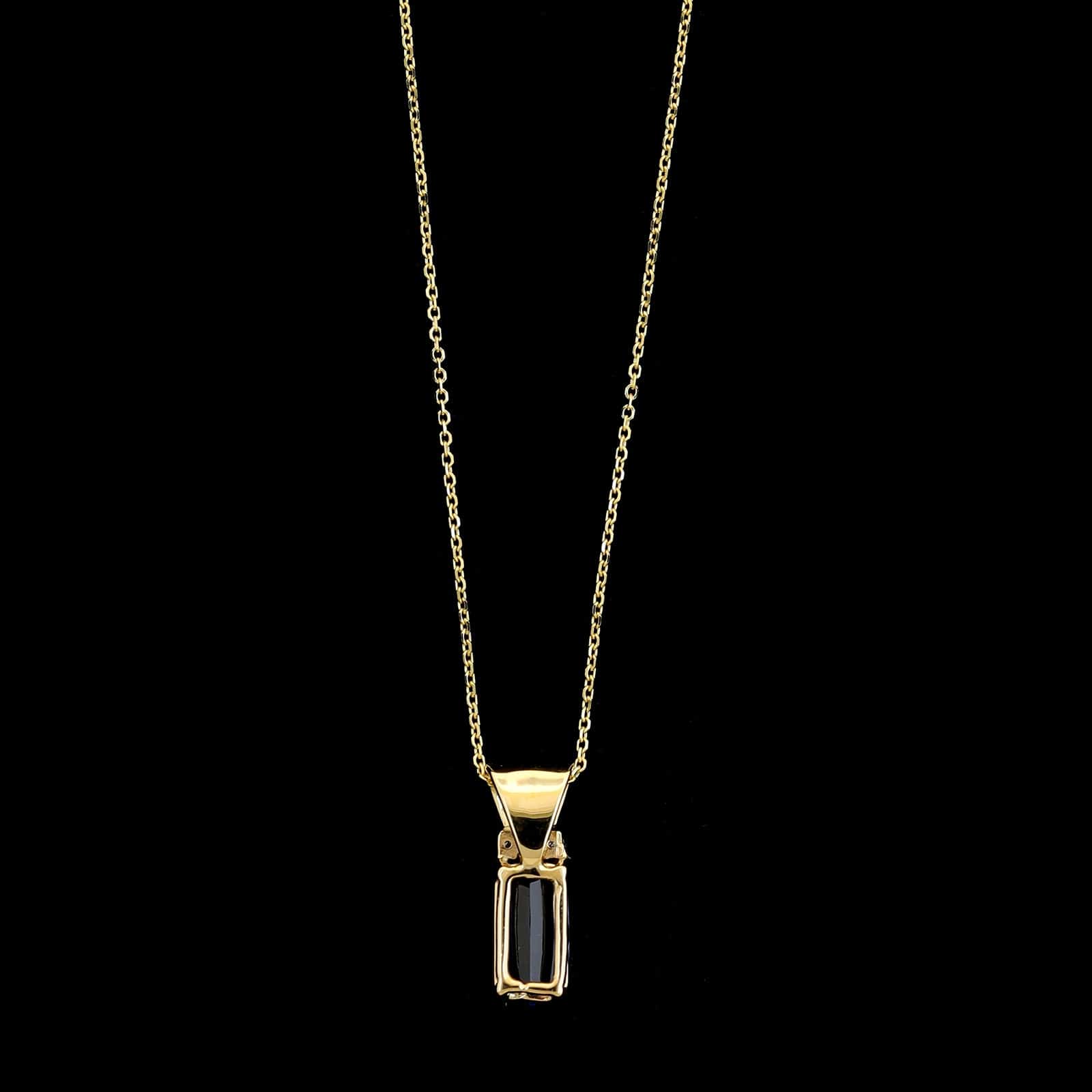 14K Yellow Gold Estate Tanzanite and Diamond Pendant Necklace - Image 2