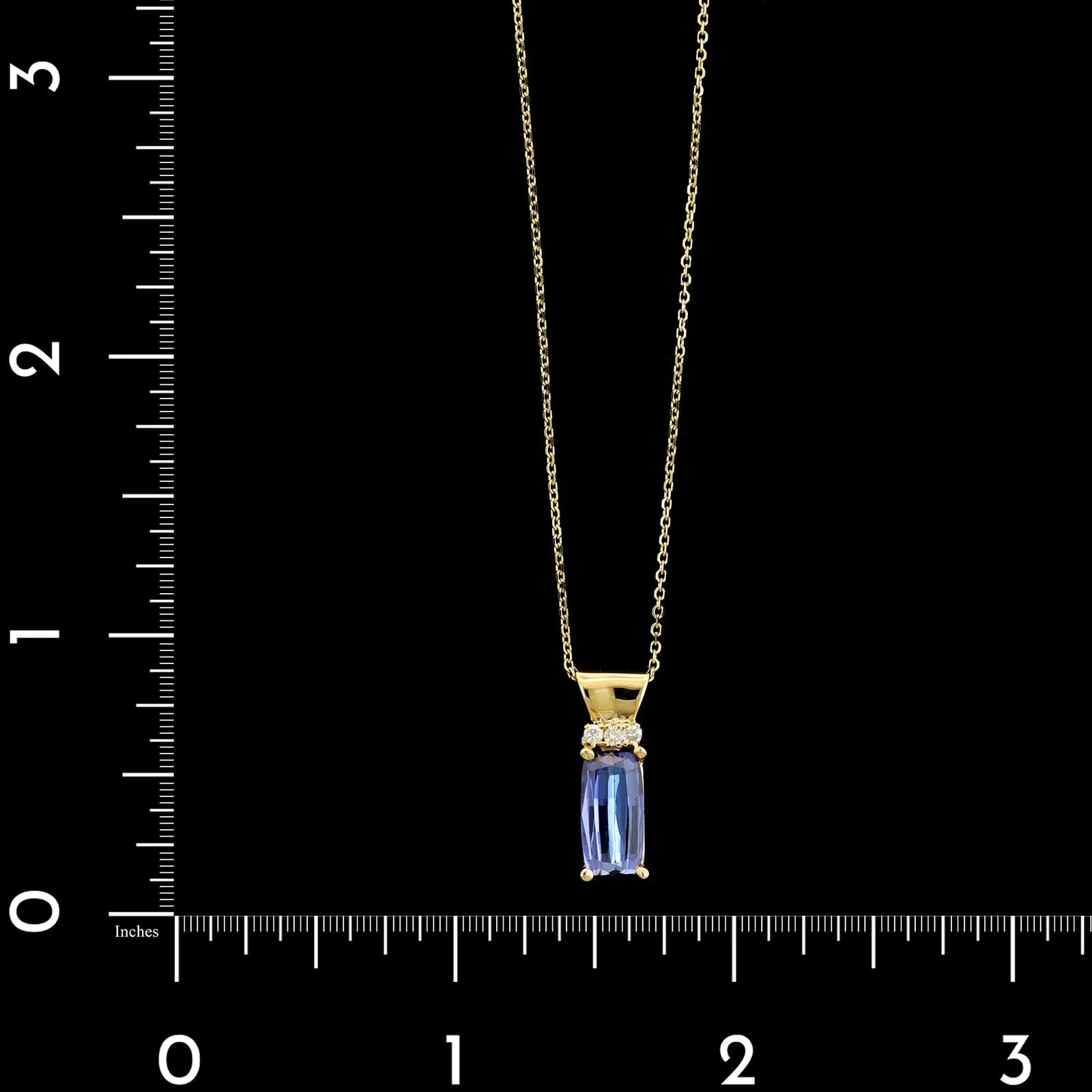 14K Yellow Gold Estate Tanzanite and Diamond Pendant Necklace - Image 4