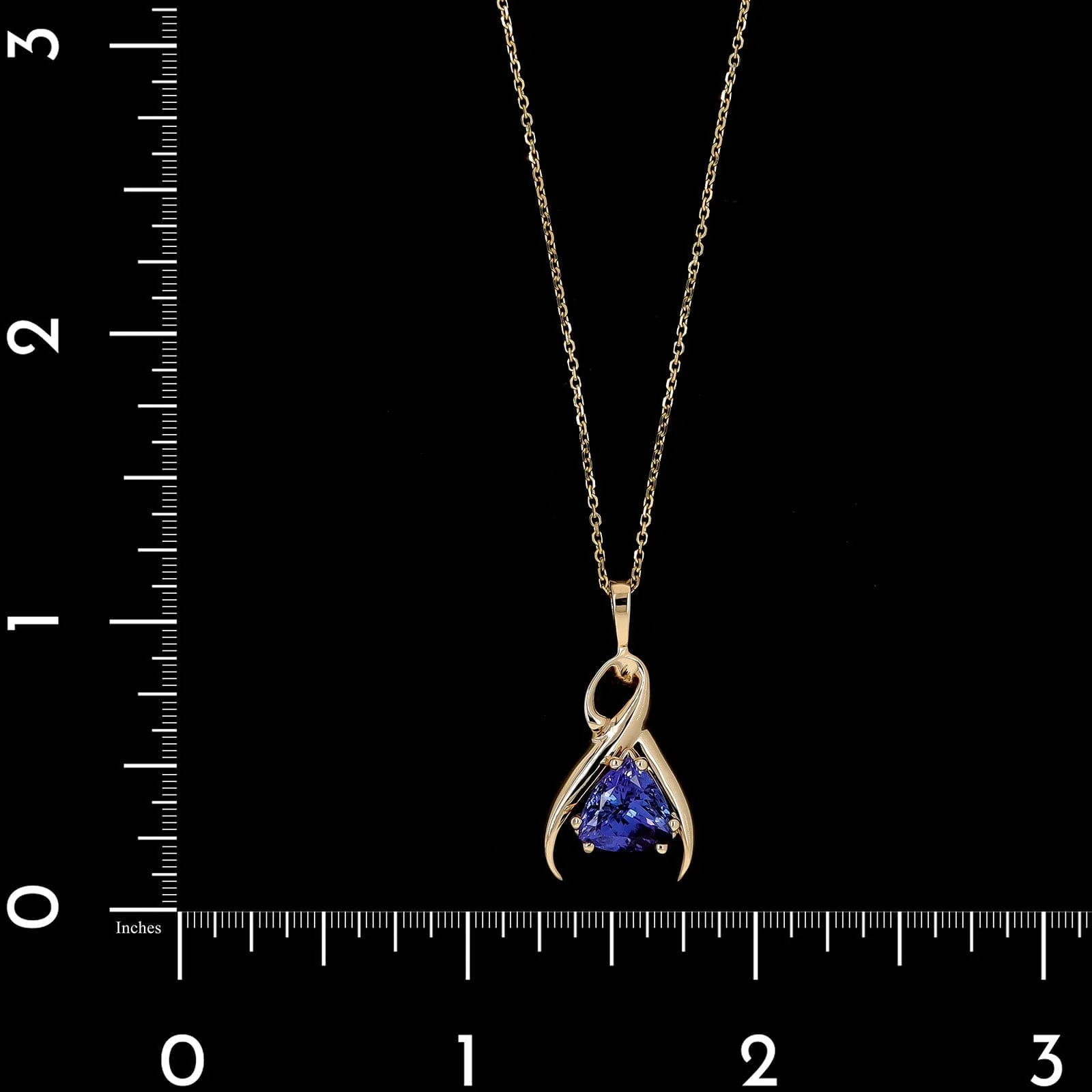 14K Yellow Gold Estate Tanzanite Pendant Necklace - Image 4