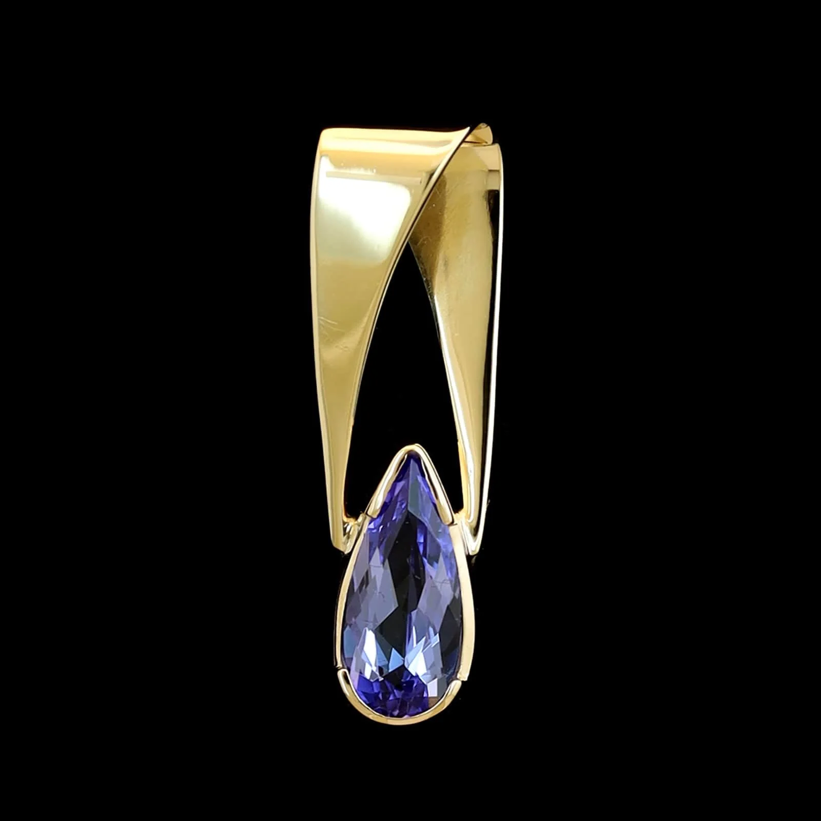 14K Yellow Gold Estate Tanzanite Slide Pendant