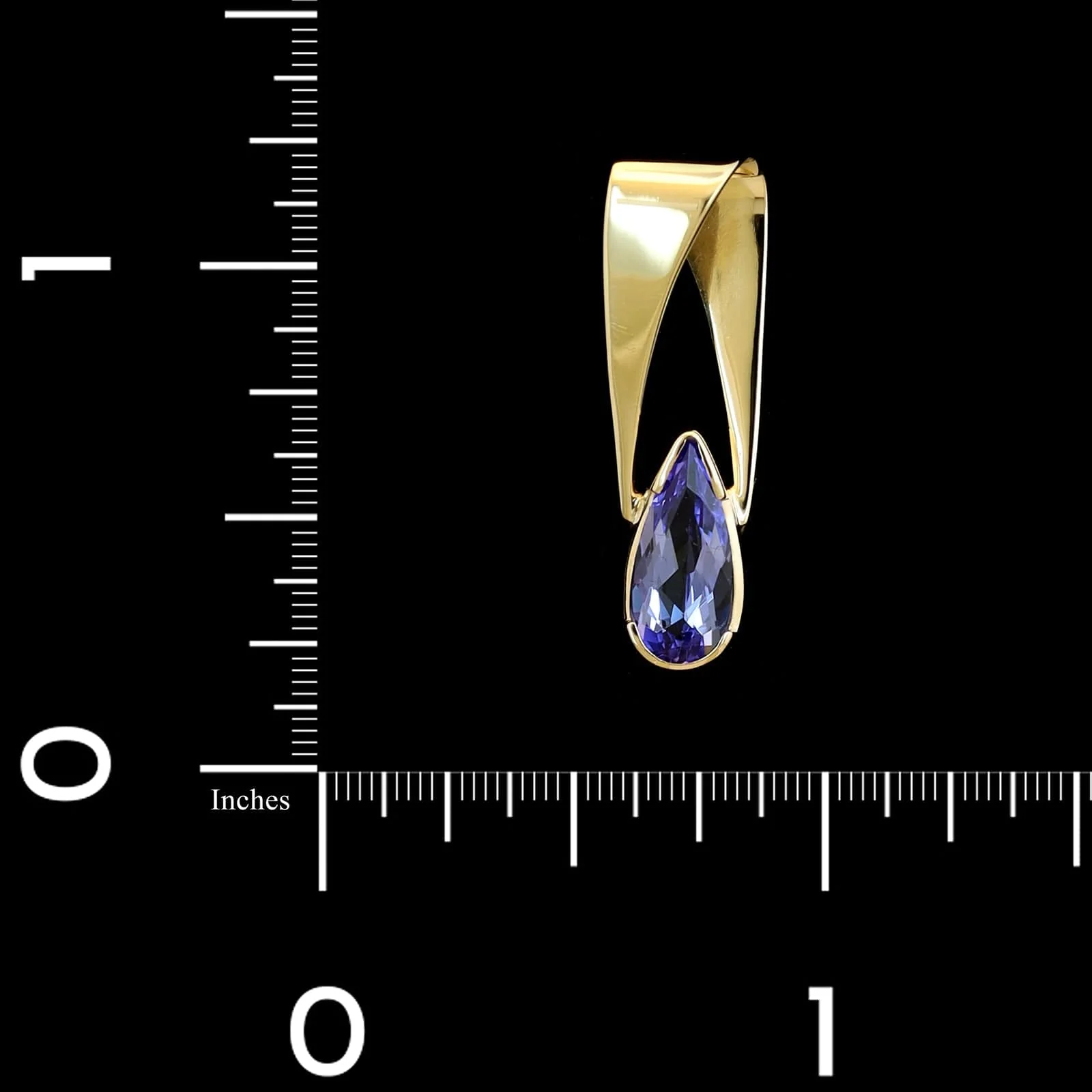 14K Yellow Gold Estate Tanzanite Slide Pendant - Image 3