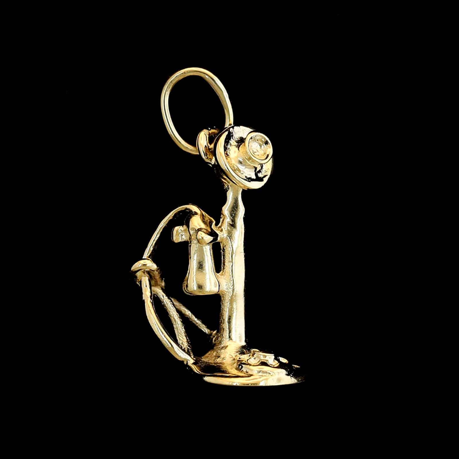 14K Yellow Gold Estate Telephone Charm