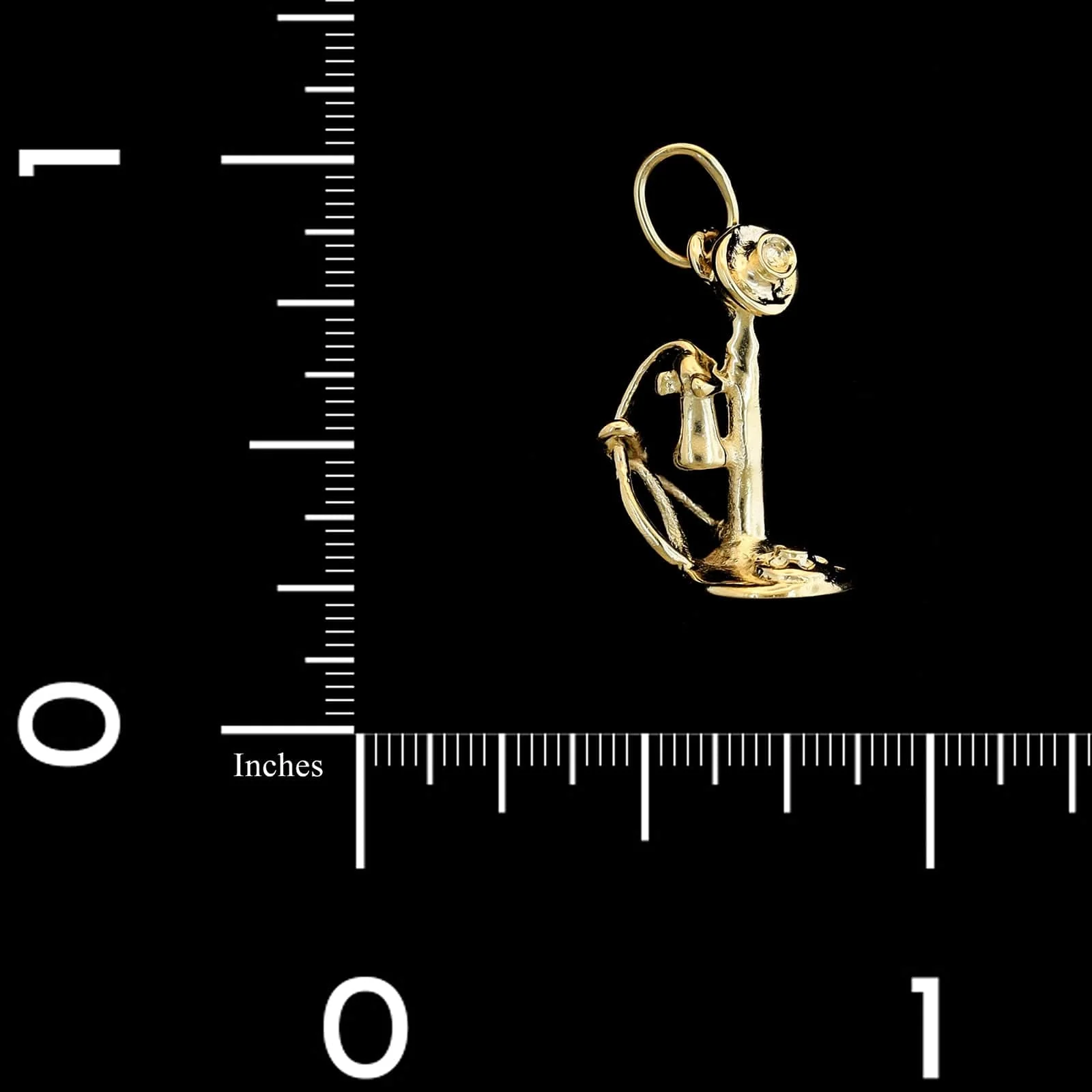 14K Yellow Gold Estate Telephone Charm - Image 3