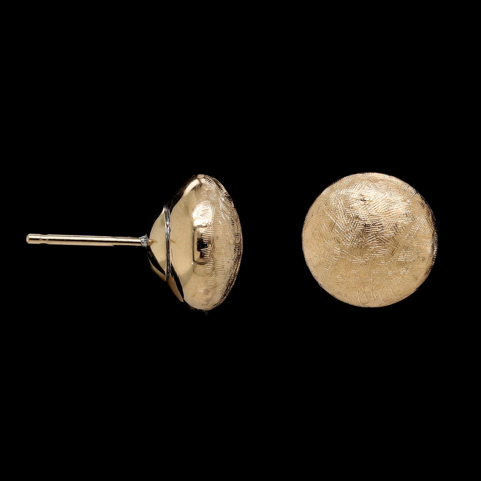 14K Yellow Gold Estate Textured Button Earrings