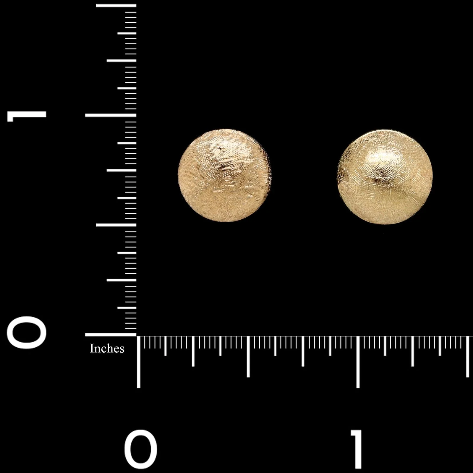 14K Yellow Gold Estate Textured Button Earrings - Image 2