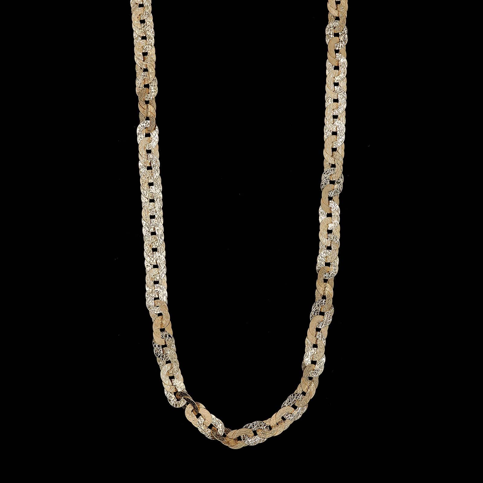 14K Yellow Gold Estate Textured Link Necklace