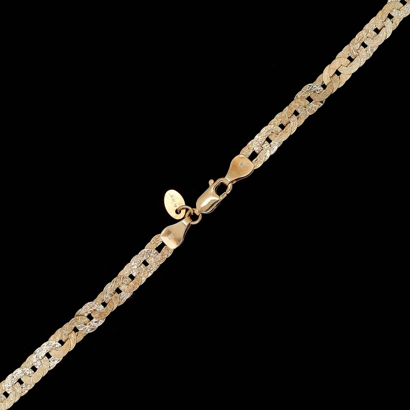 14K Yellow Gold Estate Textured Link Necklace - Image 2