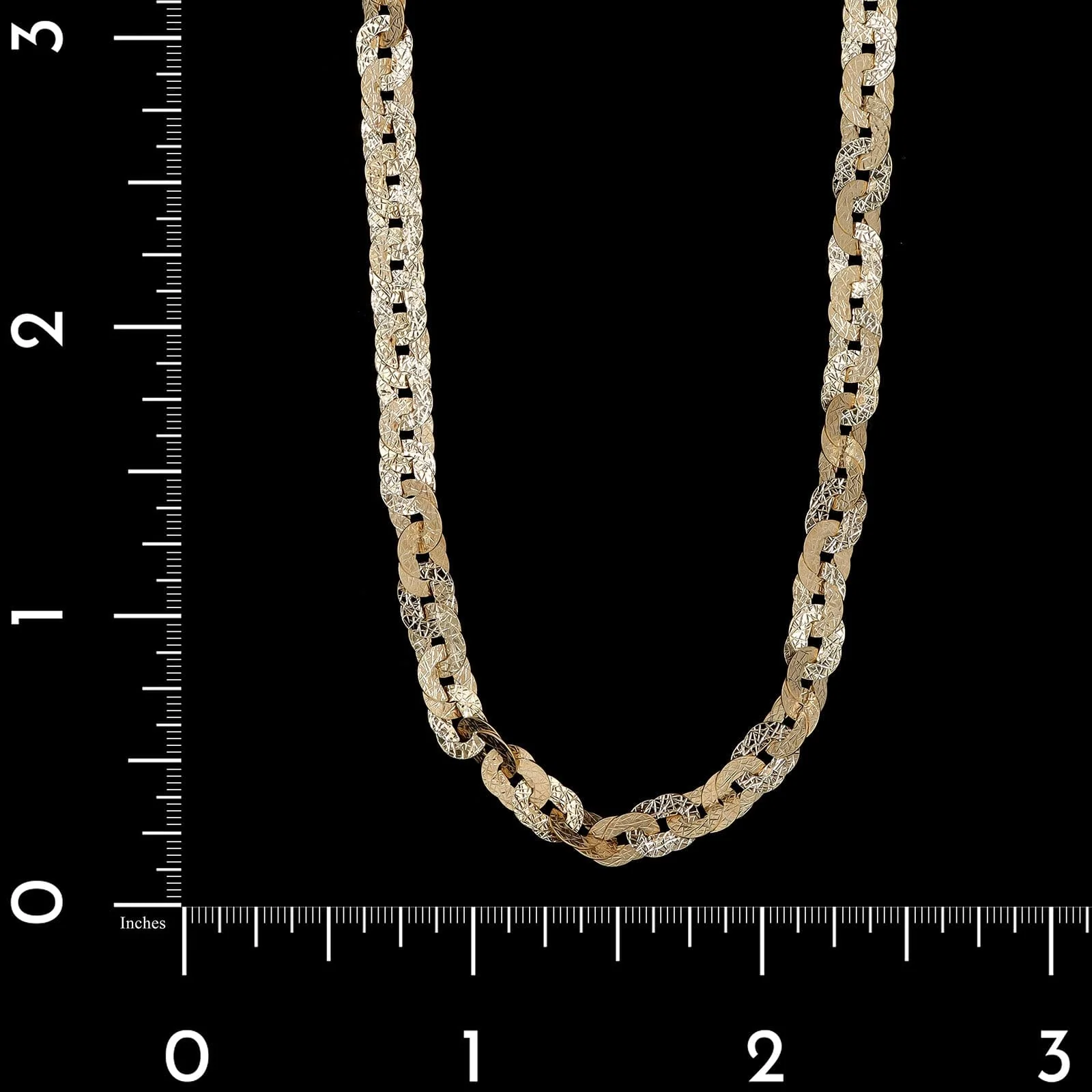 14K Yellow Gold Estate Textured Link Necklace - Image 3