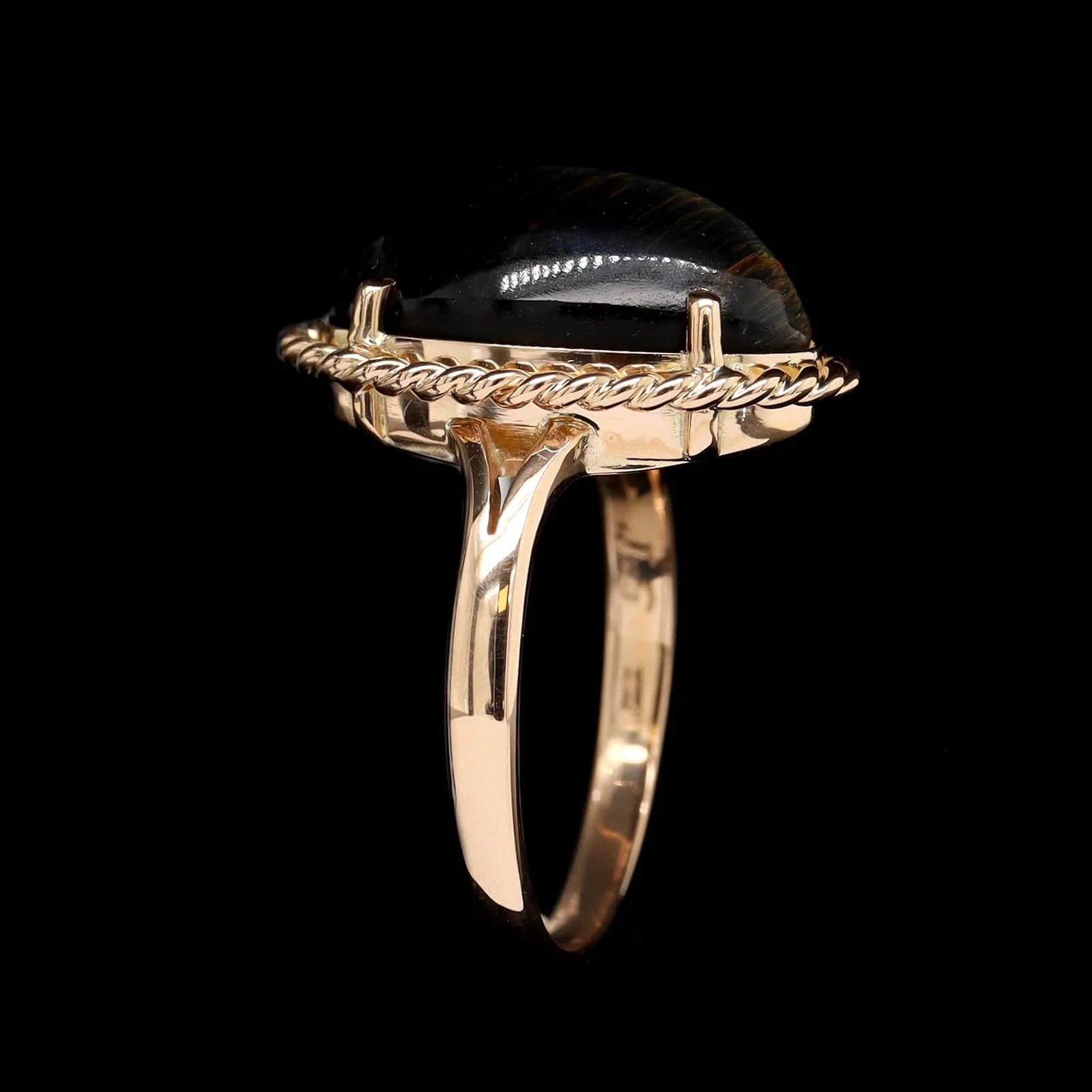 14K Yellow Gold Estate Tigers Eye Ring - Image 2