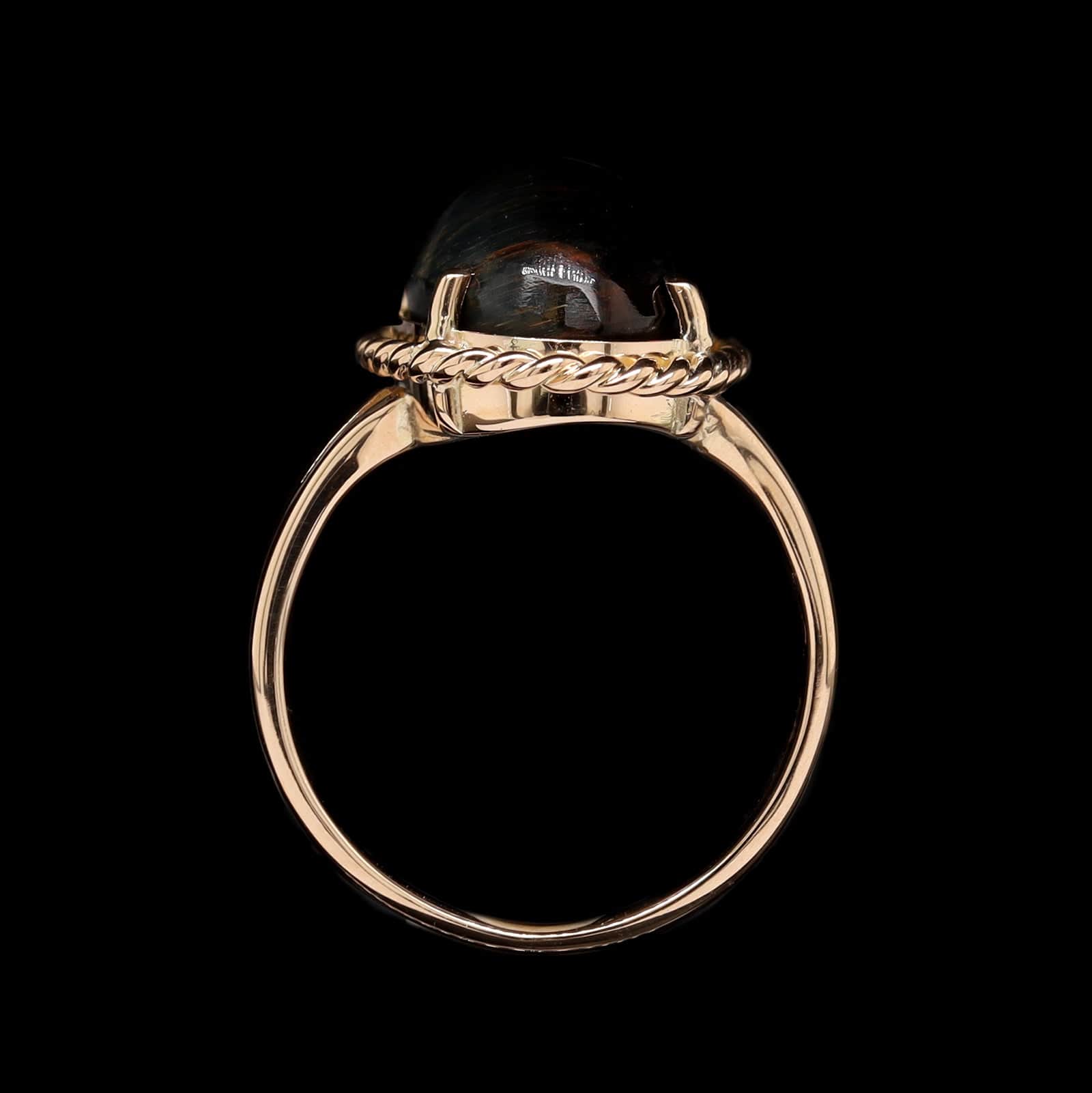 14K Yellow Gold Estate Tigers Eye Ring - Image 3