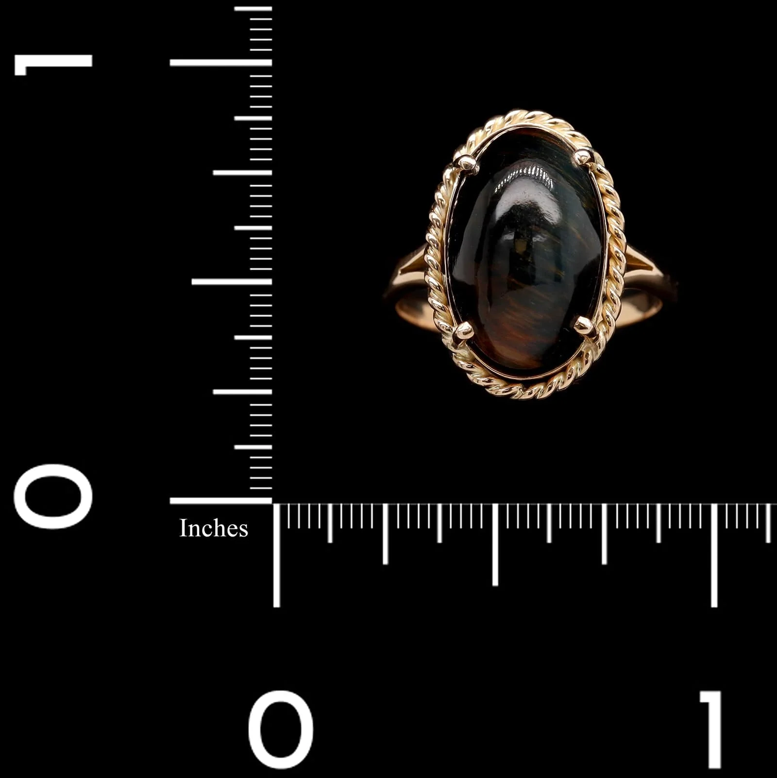 14K Yellow Gold Estate Tigers Eye Ring - Image 4