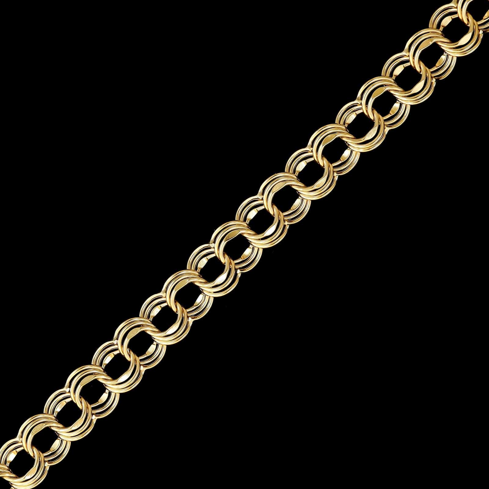 14K Yellow Gold Estate Triple Link Charm Bracelet - Image 2
