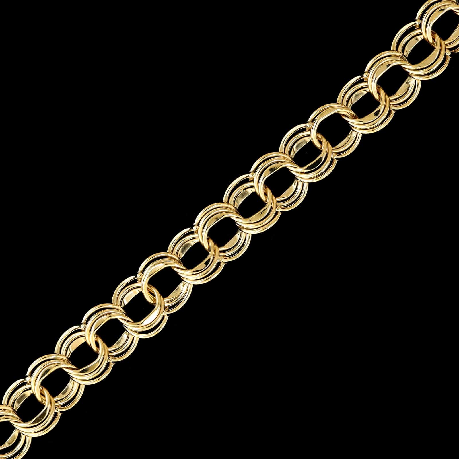 14K Yellow Gold Estate Triple Link Charm Bracelet - Image 2