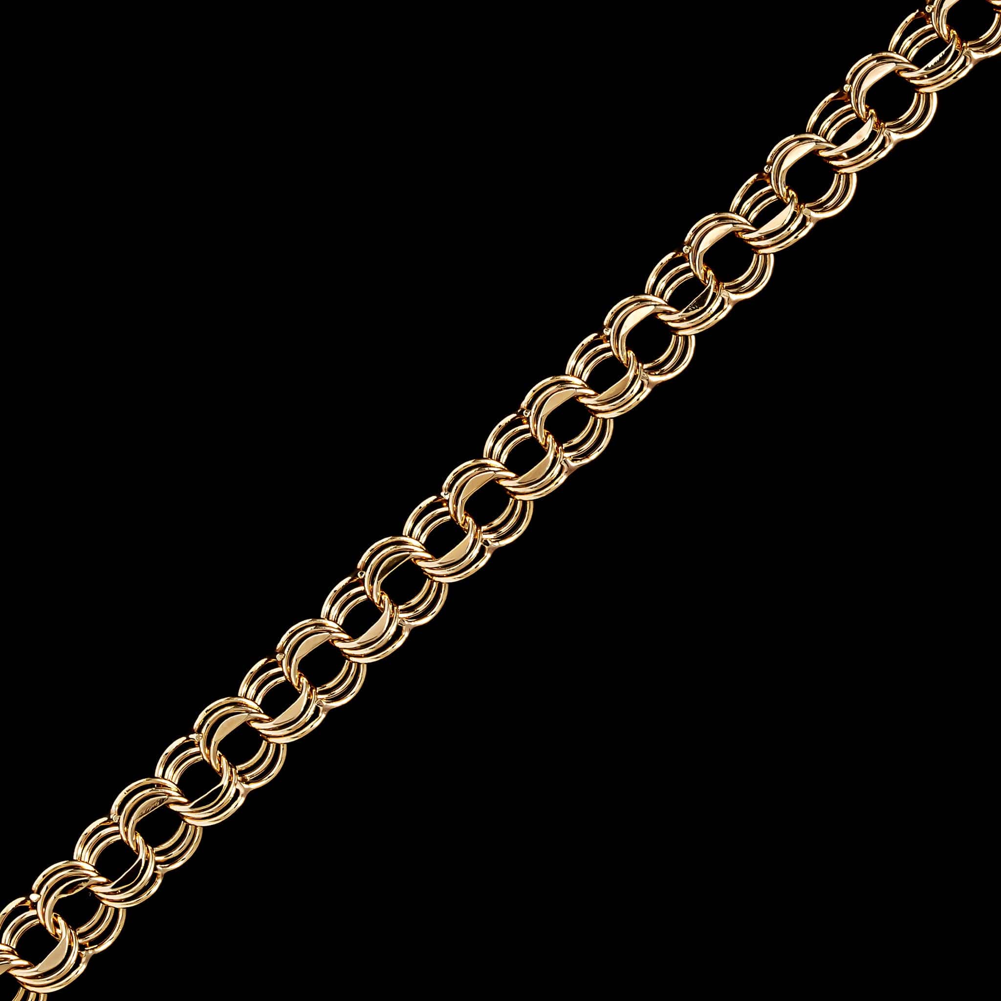 14K Yellow Gold Estate Triple Link Charm Bracelet - Image 2