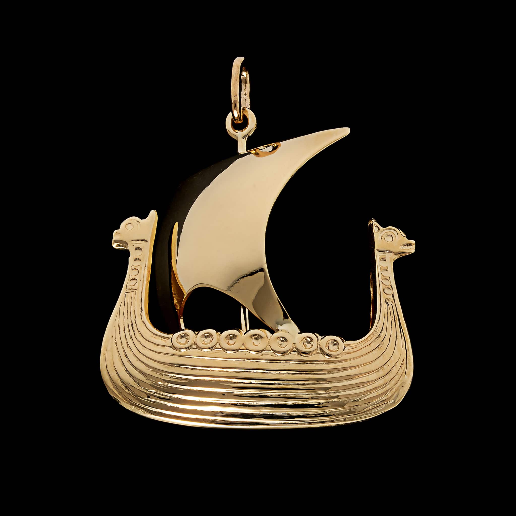 14K Yellow Gold Estate Viking Ship Norway Charm