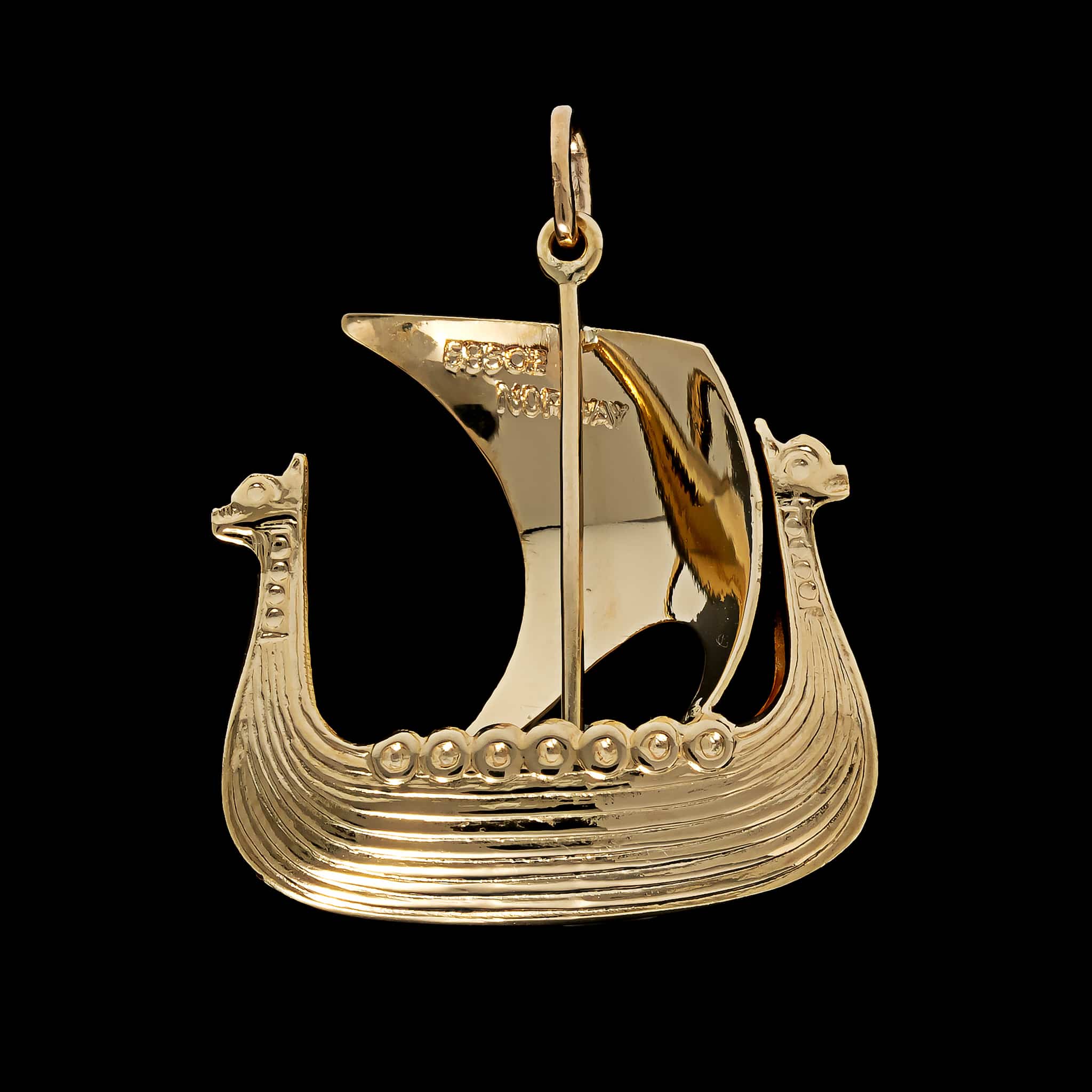 14K Yellow Gold Estate Viking Ship Norway Charm - Image 2